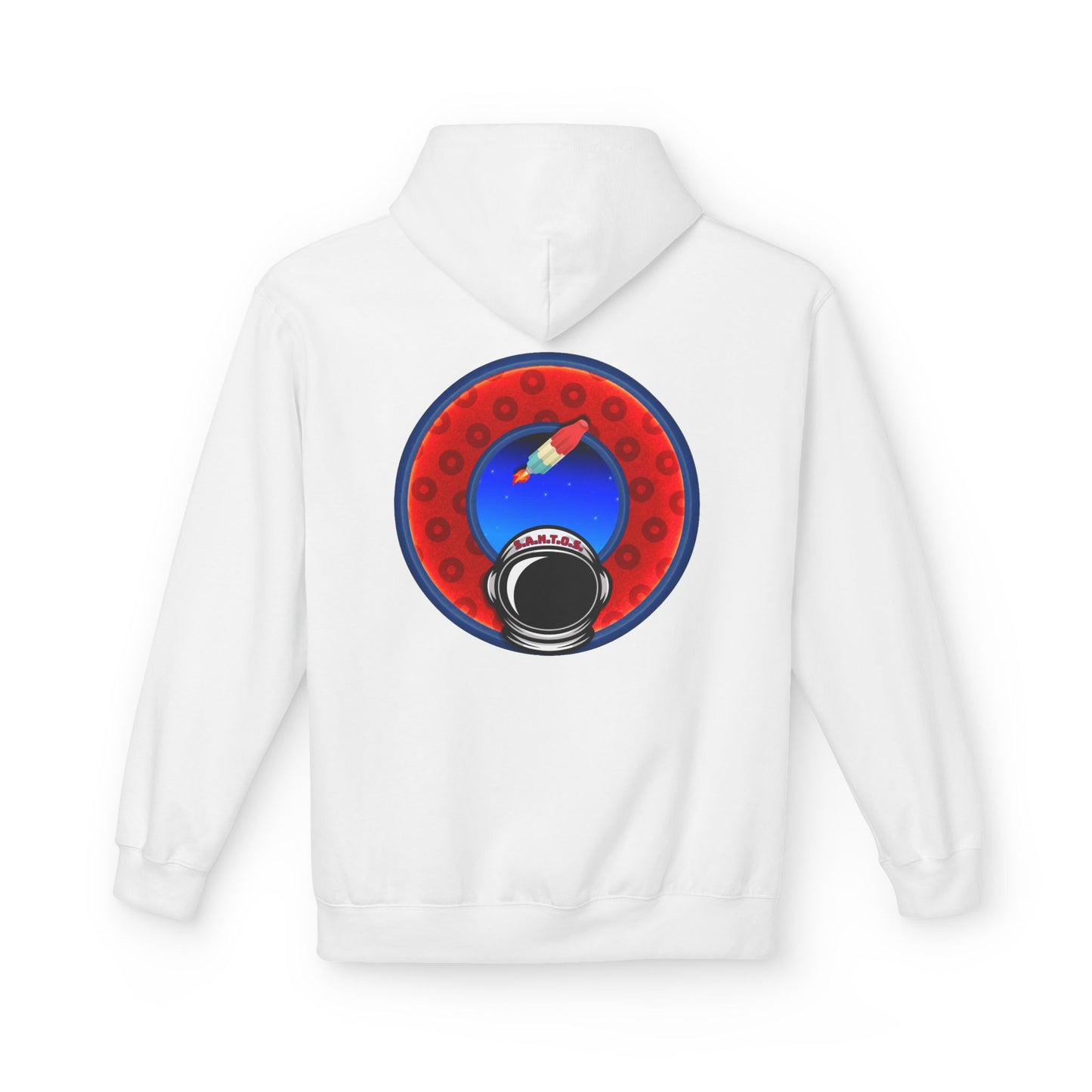 Fleece Harry Hoodies [Midweight Soft-style] - "This is What Donuts Smell Like in Space - YEMSG Donut" - w/widemouthed red/blue donut