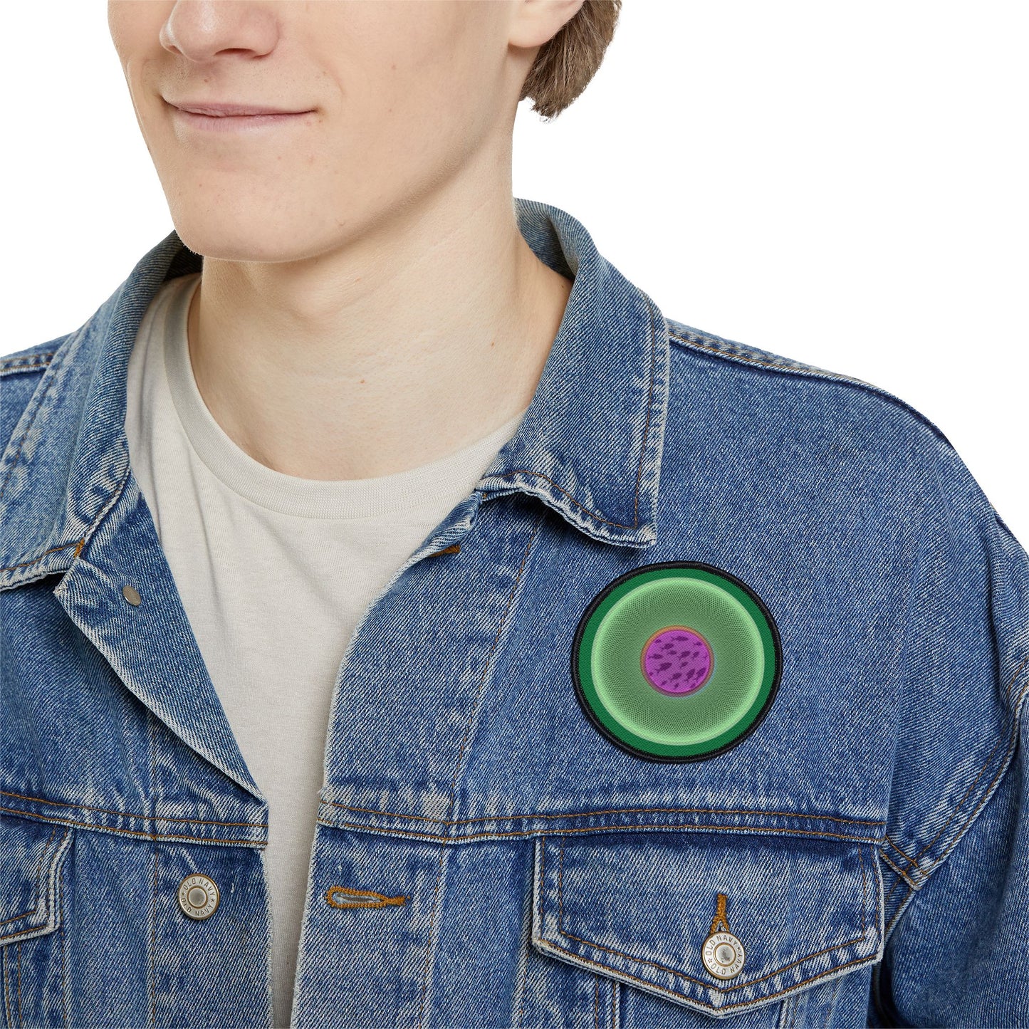 Iron-On Donut Patch - "Swimming By" - series 1.0 - variant 3 - pastel green phatty donut w/