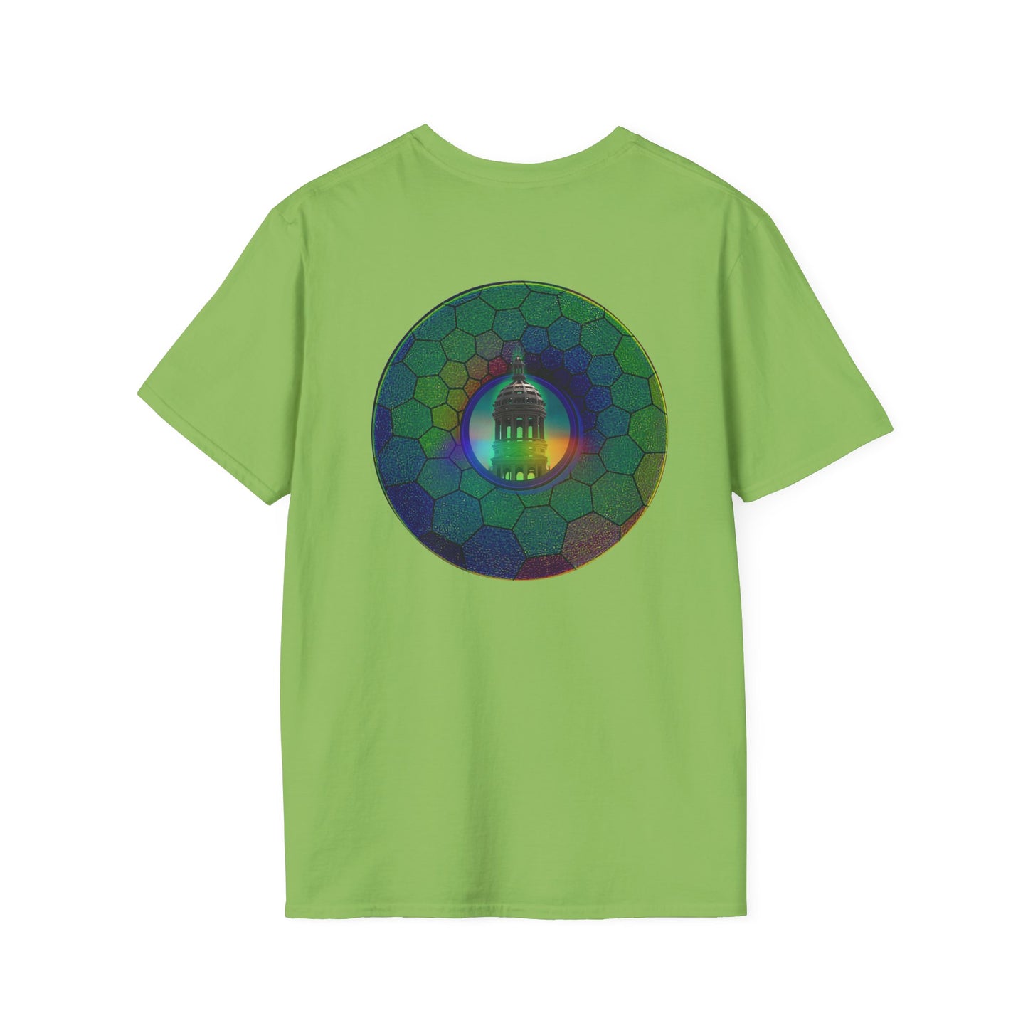 Classic Donut Tee - Unisex Soft-Style - "Save the Mondegreen City Hall Clock Tower" - hexadonut - series 1.0 -variant 1 - green donut