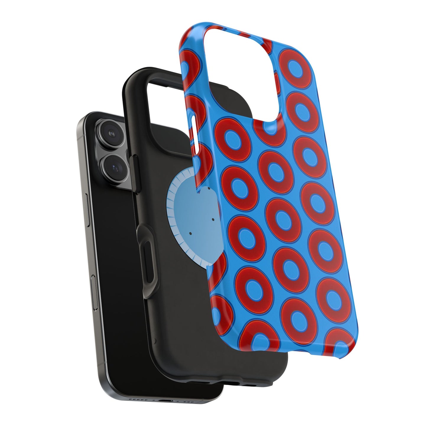 Magnetic Tough Donut Case - red vivid donut print w/sky royal blue background