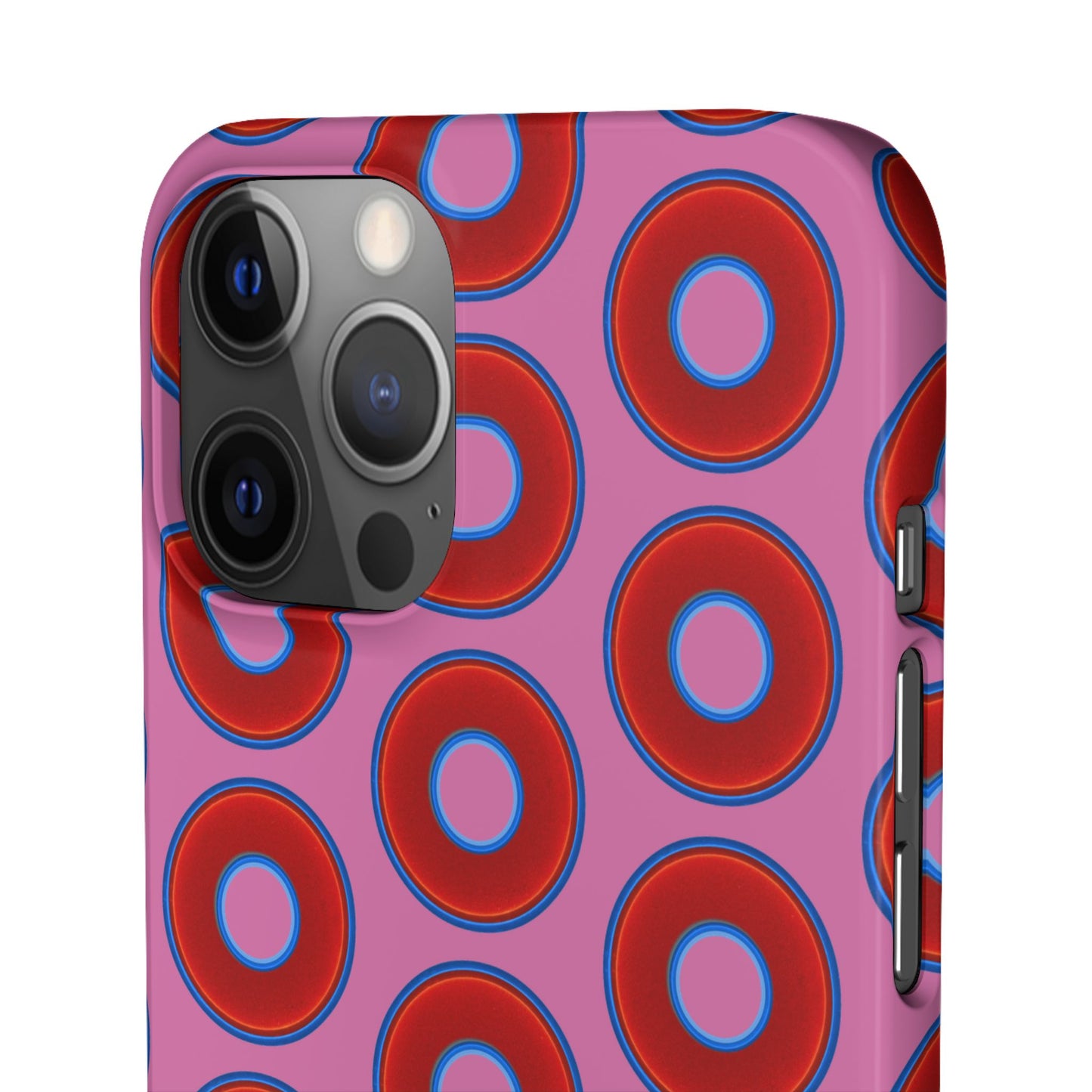 Lumpy Donut Snap Case - red vivid donut print w/light pink background