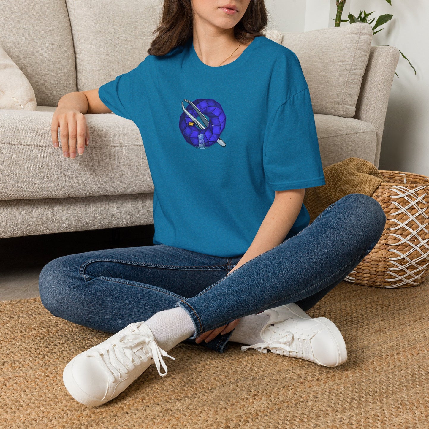 Classic Donut Tee - Unisex Soft-Style - "The Teasing Festivus Donut" - blue rustic cubed donut