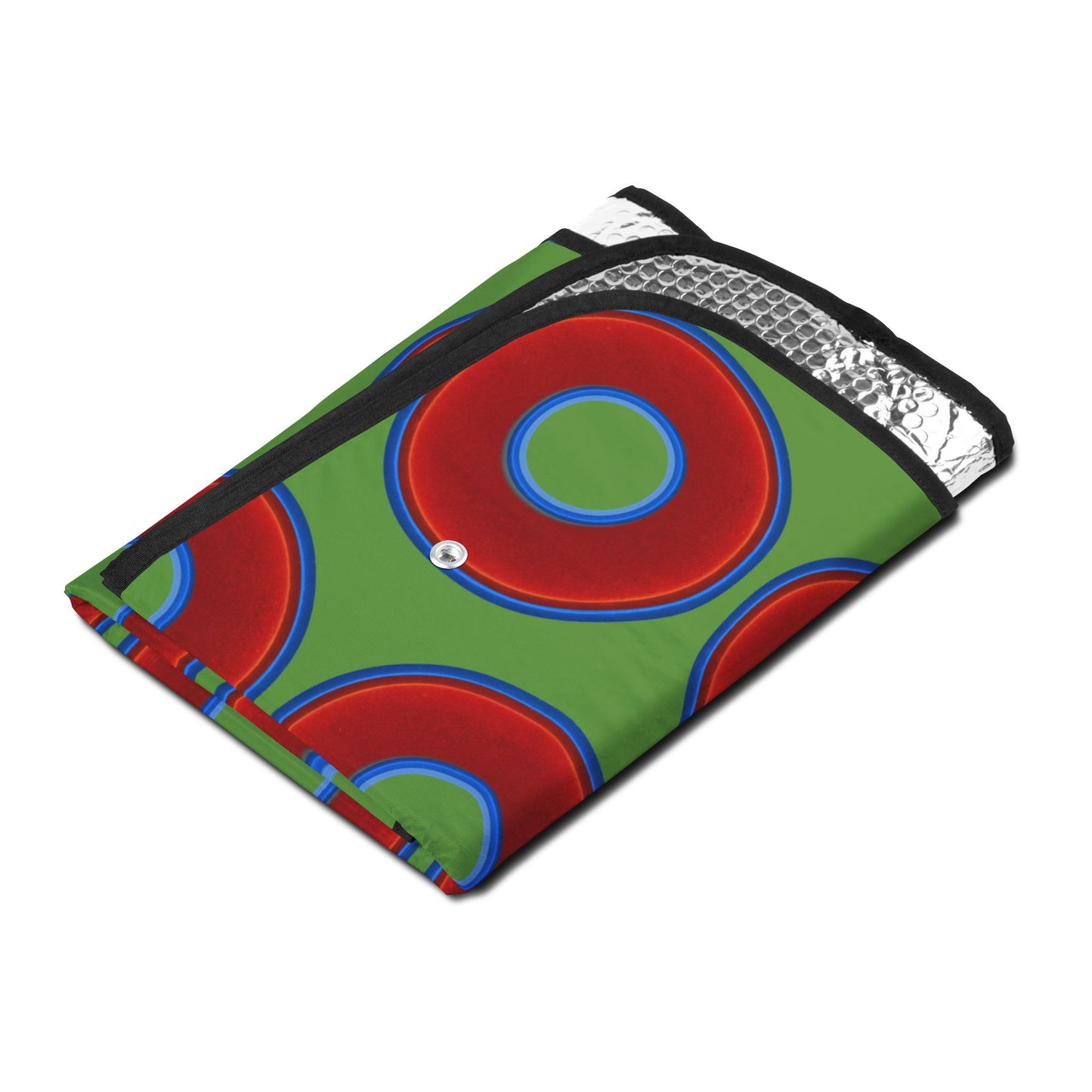 Automotive Donut Sun Shade - red vivid donuts w/light green background