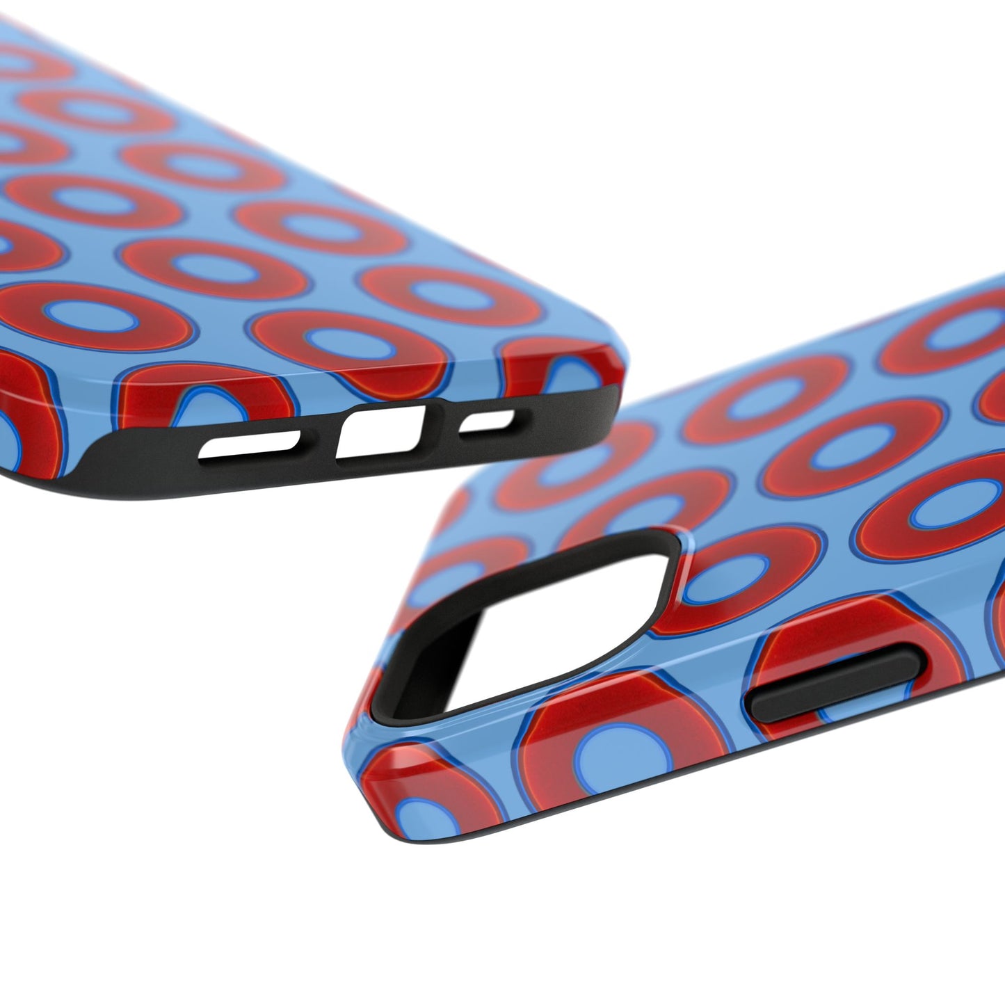 Impact-Resistant Lumpy Donut Case - red vivid donut print w/light blue background