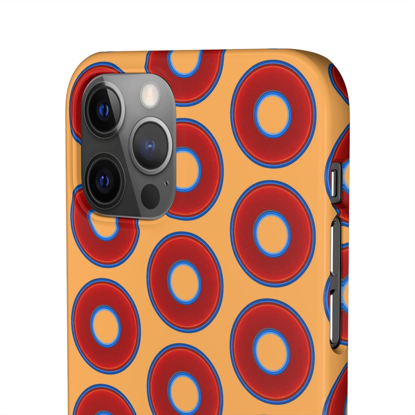 Lumpy Donut Snap Case - red vivid donut print w/creamcicle orange background