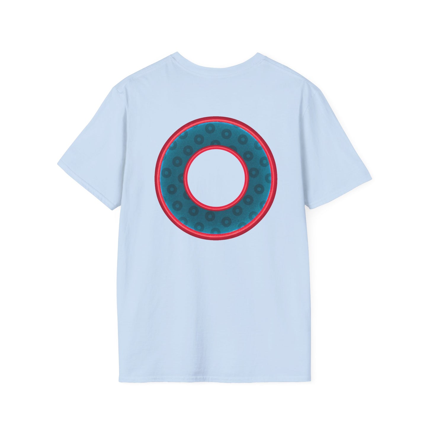 Plain Donuts/Unisex Soft-Style - "Plain Wide Mouthed Paradoxical Donuts" - dark aquamarine blue/red donuts