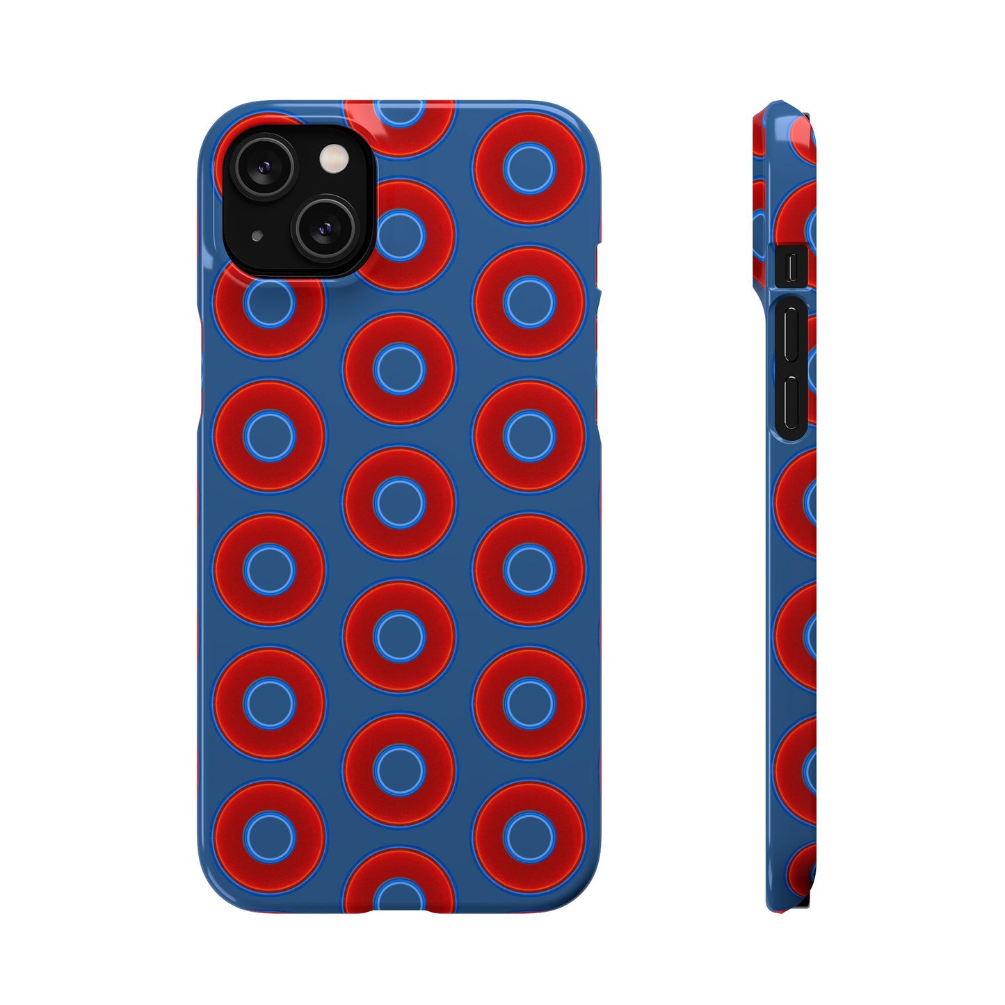 Lumpy Donut Snap Case - red vivid donut print w/light navy blue background