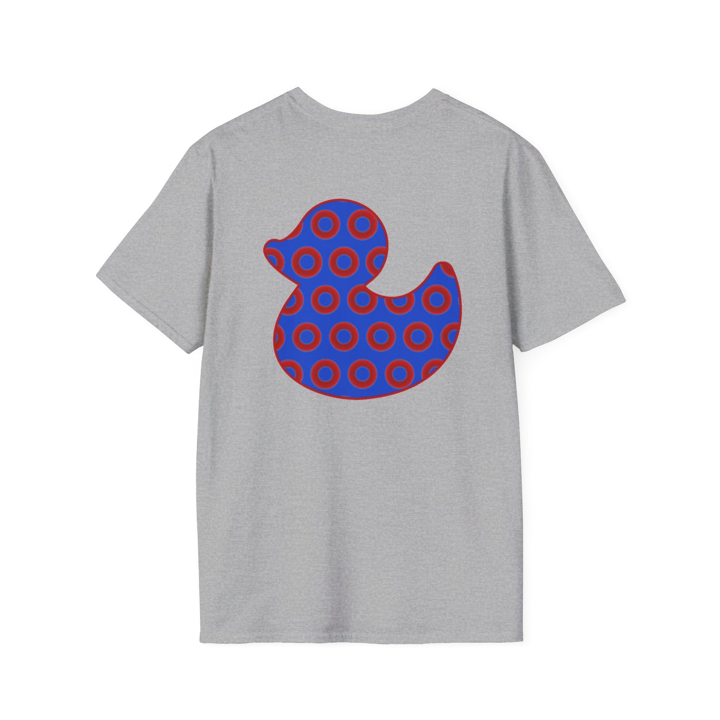 Classic Donut Tee - Unisex Soft-Style - "Rubber Ducky Bath Time Donut" - vivid red/blue donut pattern - variant 3
