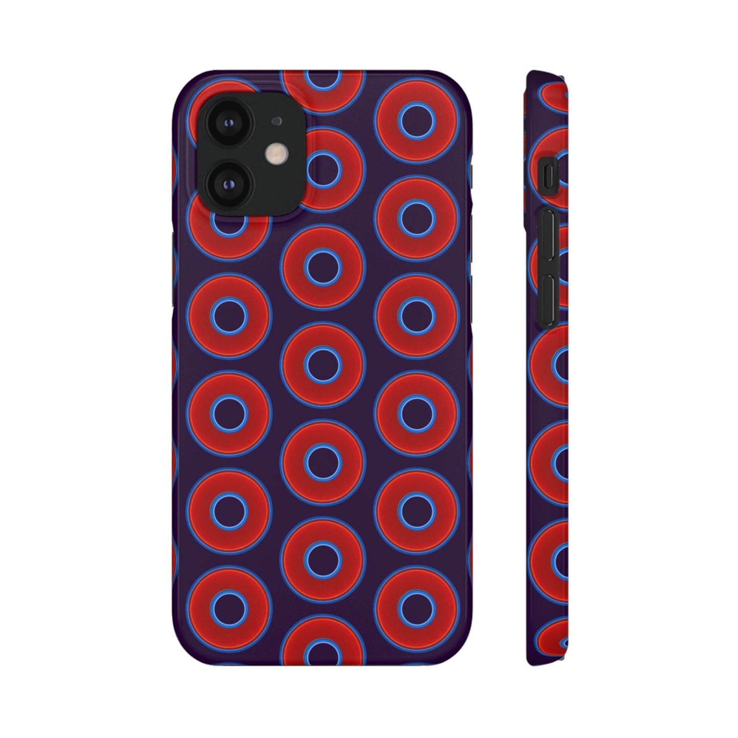 Lumpy Donut Snap Case - red vivid donut print w/midnight purple background