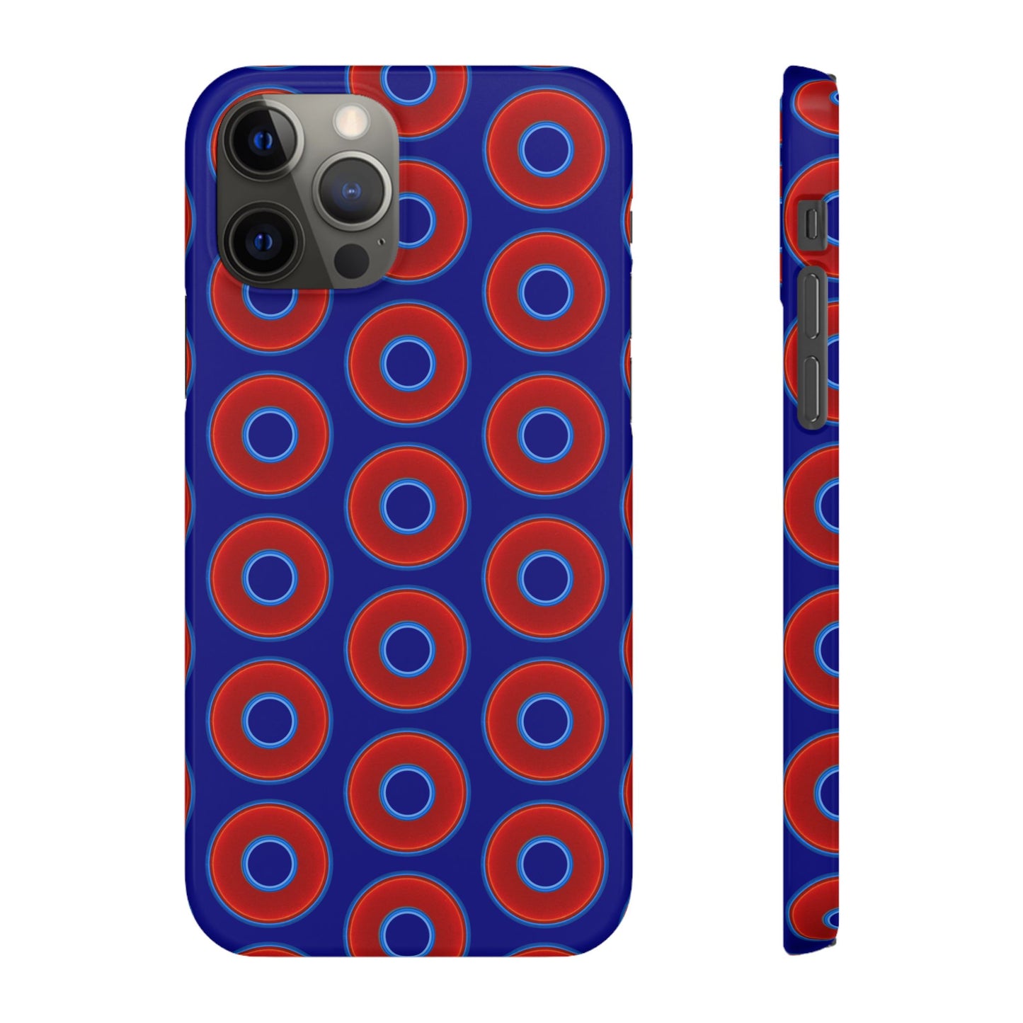 Lumpy Donut Snap Case - red vivid donut print w/vivid navy blue background