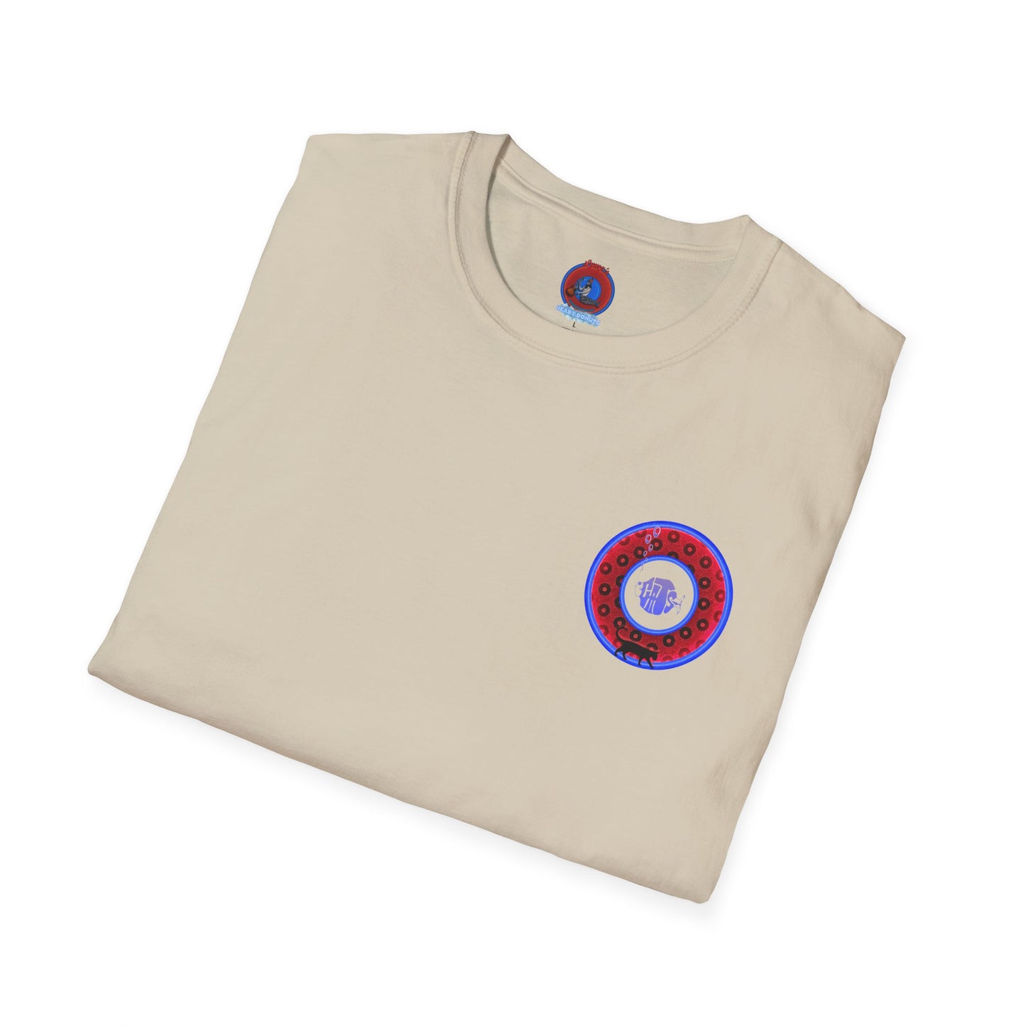 Classic Donut Tee - Unisex Soft-Style - "Cats: The Donut" - paradoxical red/blue widemouthed donut - variant 3
