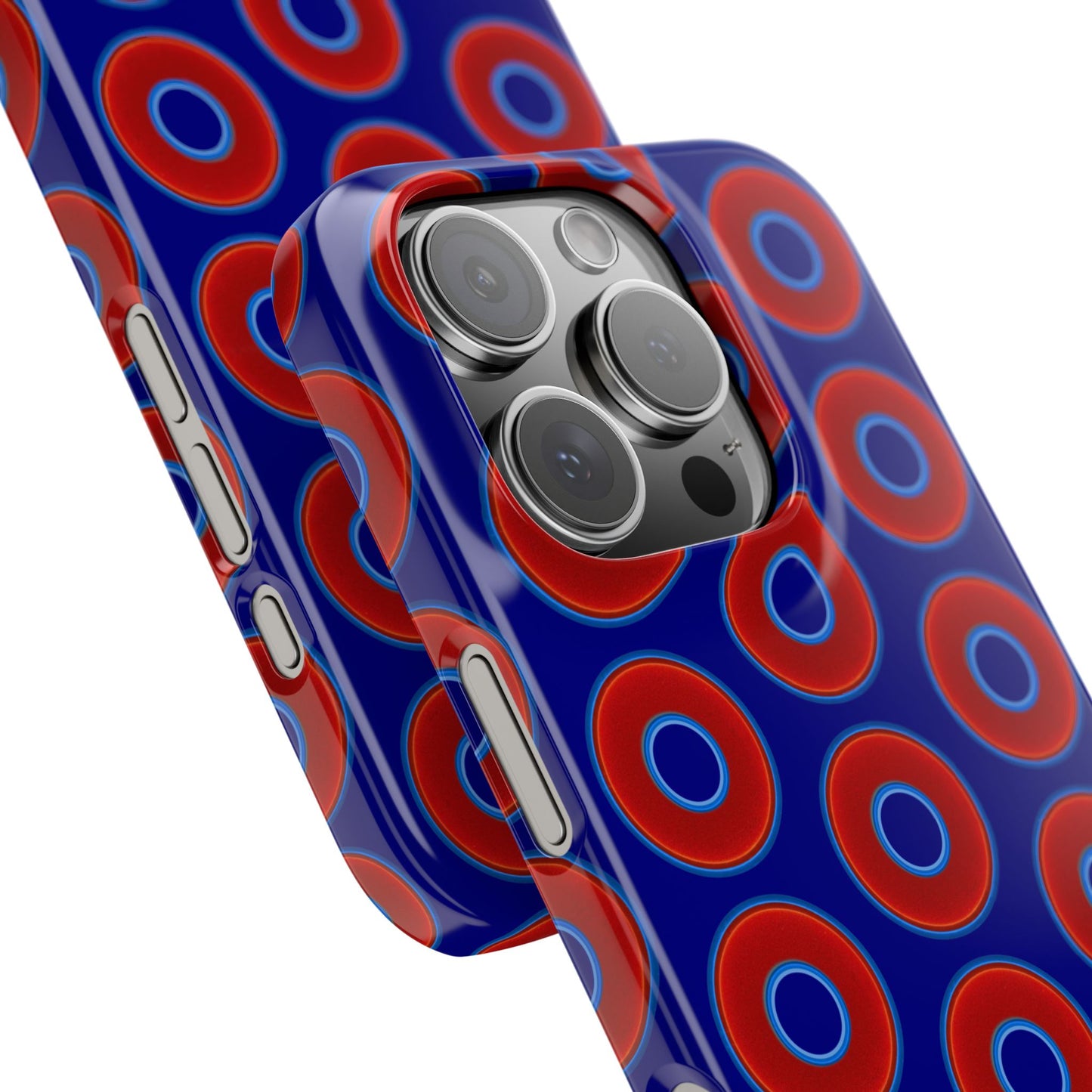 Lumpy Donut Snap Case - red vivid donut print w/vivid navy blue background