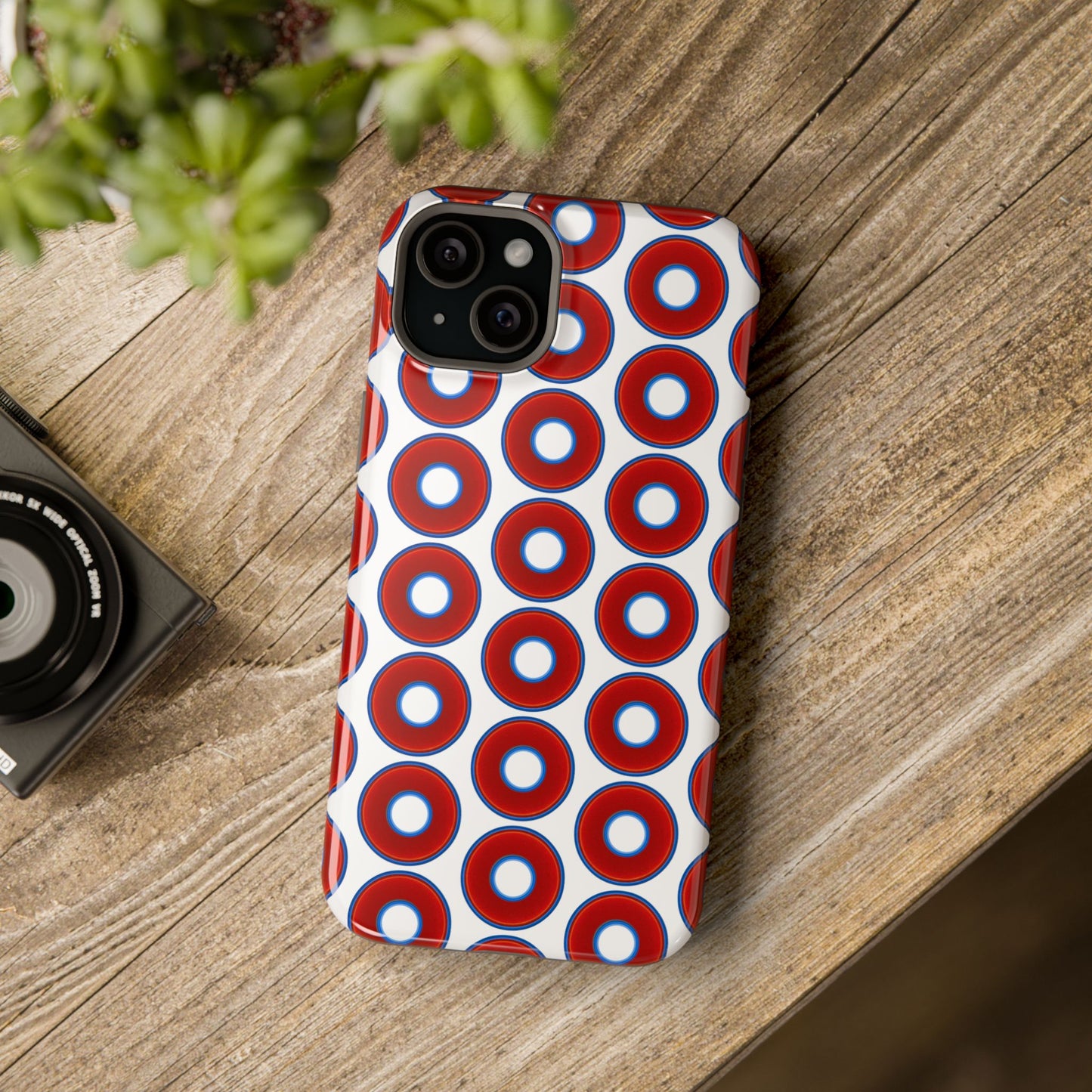 Magnetic Tough Donut Case - red vivid donut print w/white background