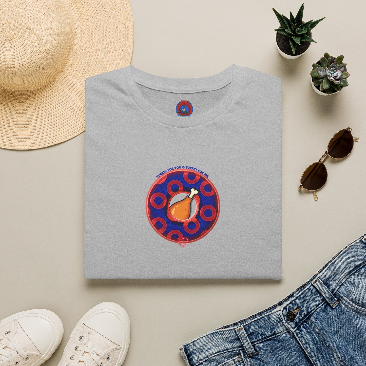 Classic Donut Tee - Unisex Soft-Style - "Turducken Donut Madness" - blue/red rustic paradox donut - holiday edition