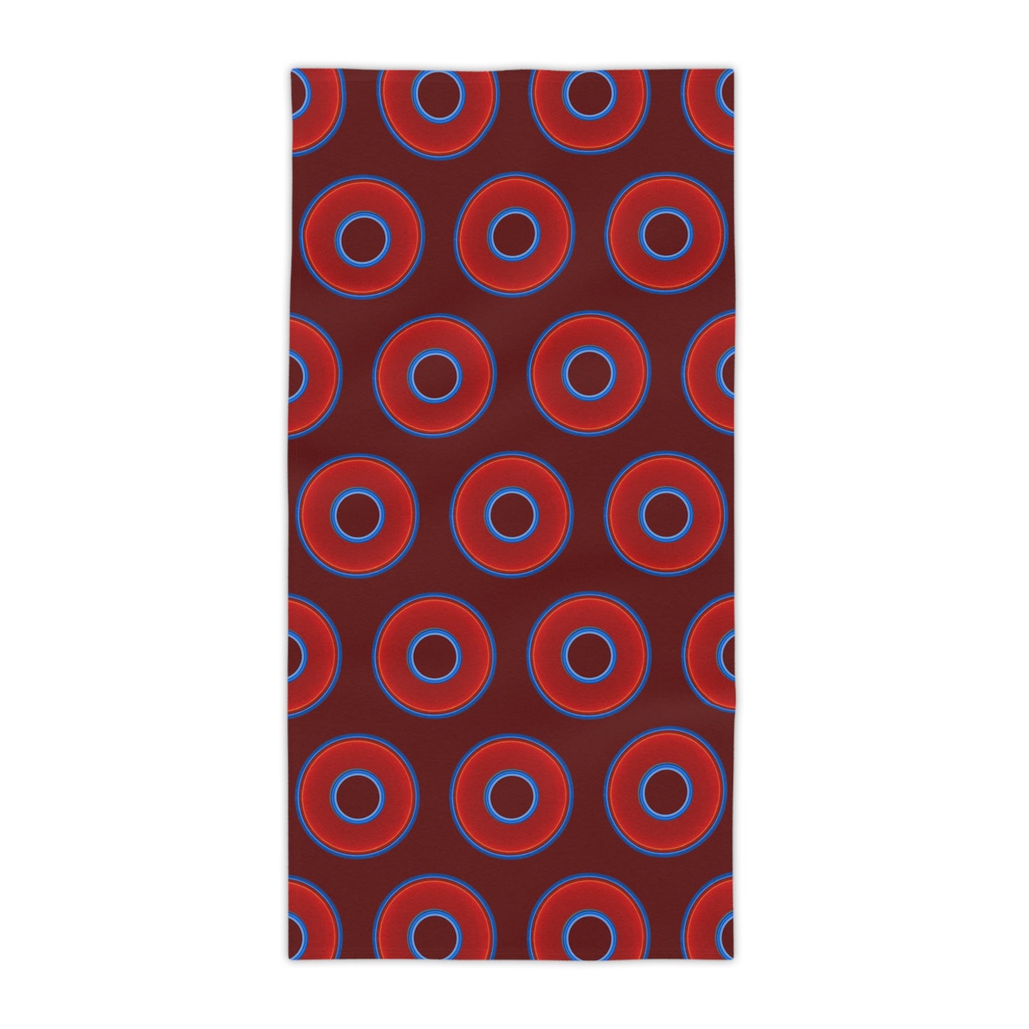 Lumpy Donut Towels - vivid red donuts w/dark red background