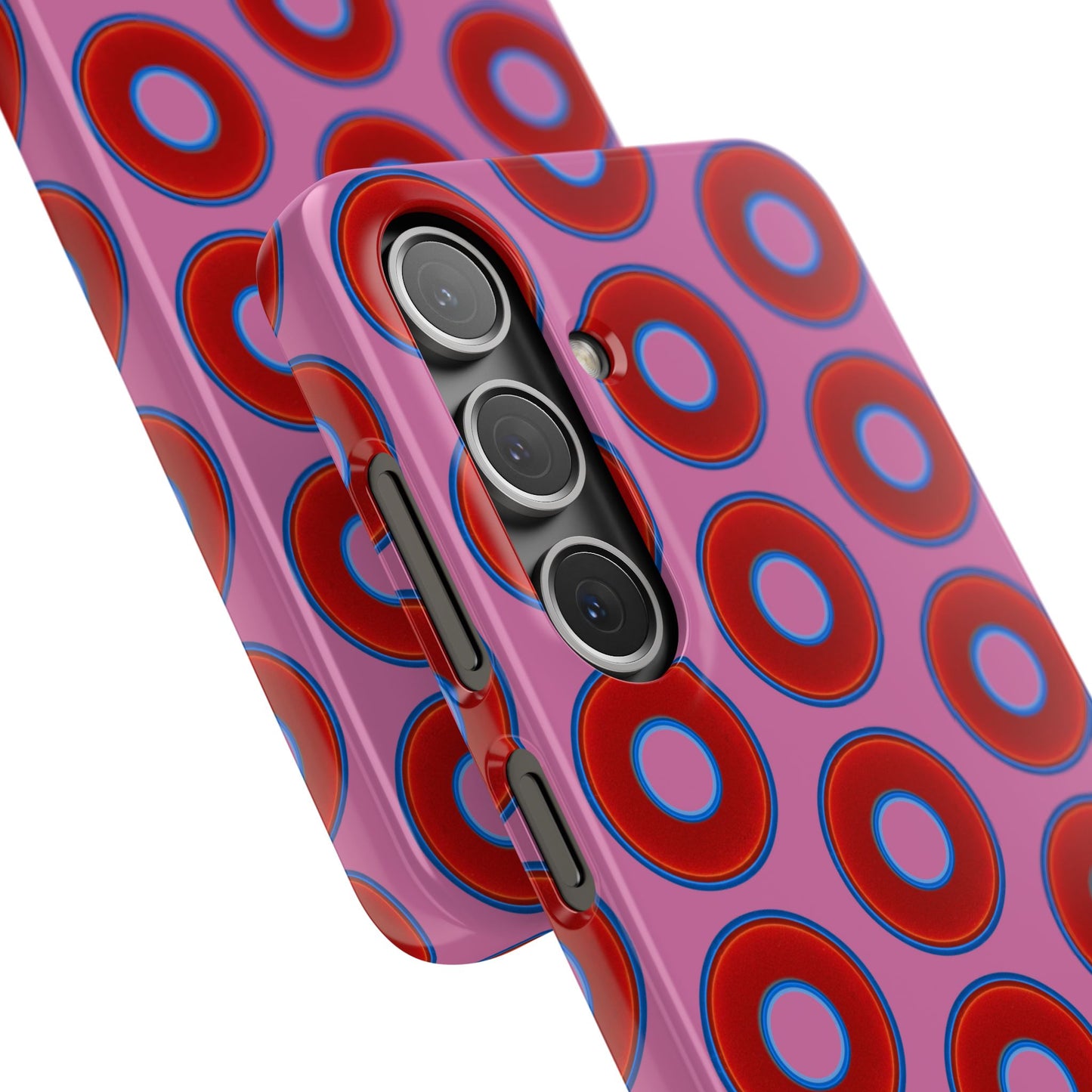 Lumpy Donut Snap Case - red vivid donut print w/light pink background