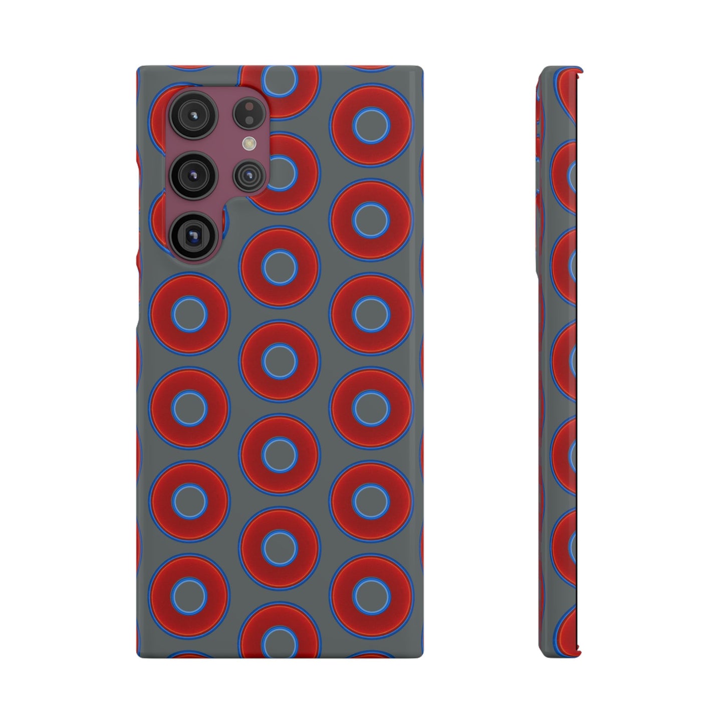 Lumpy Donut Snap Case - red vivid donut print w/dark gray background
