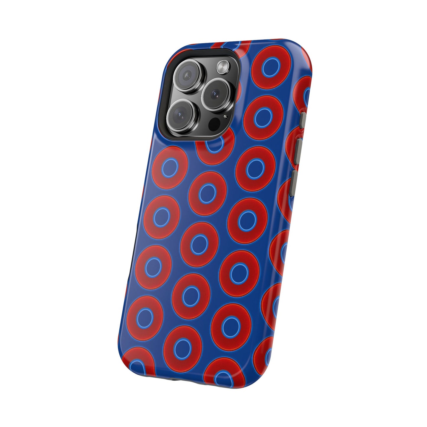 Magnetic Tough Donut Case - red vivid donut print w/dark blue background