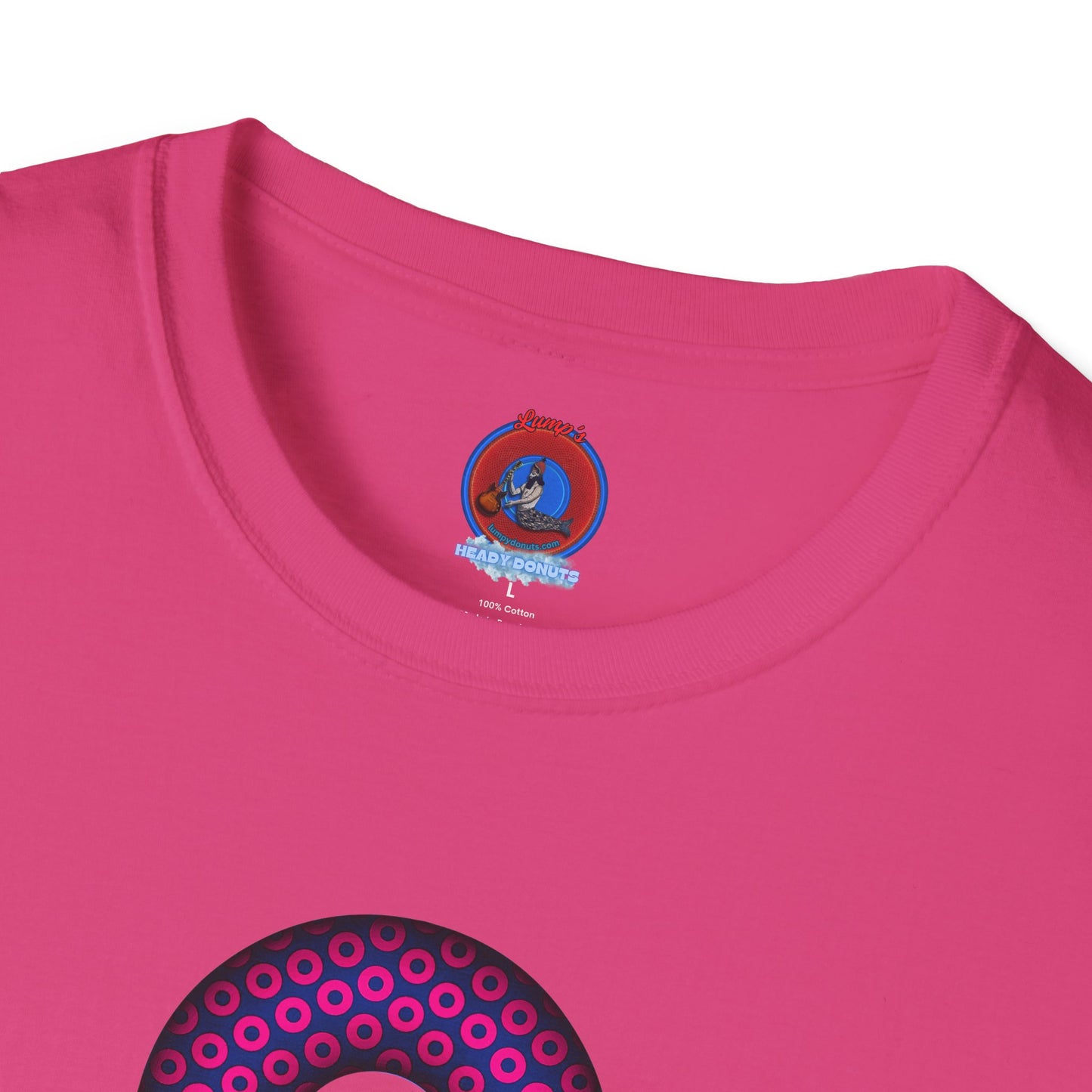 Plain Donuts/Unisex Soft-Style - "Plain Paradoxical Grided Donuts" - light magenta/dark blue donuts