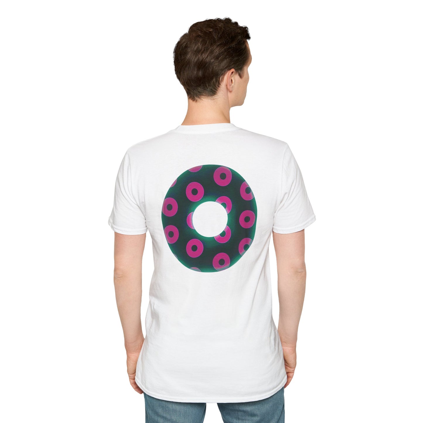 Plain Donuts/Unisex Soft-Style - "Plain Blimpy Paradoxical Donuts" - dark green/magenta donuts