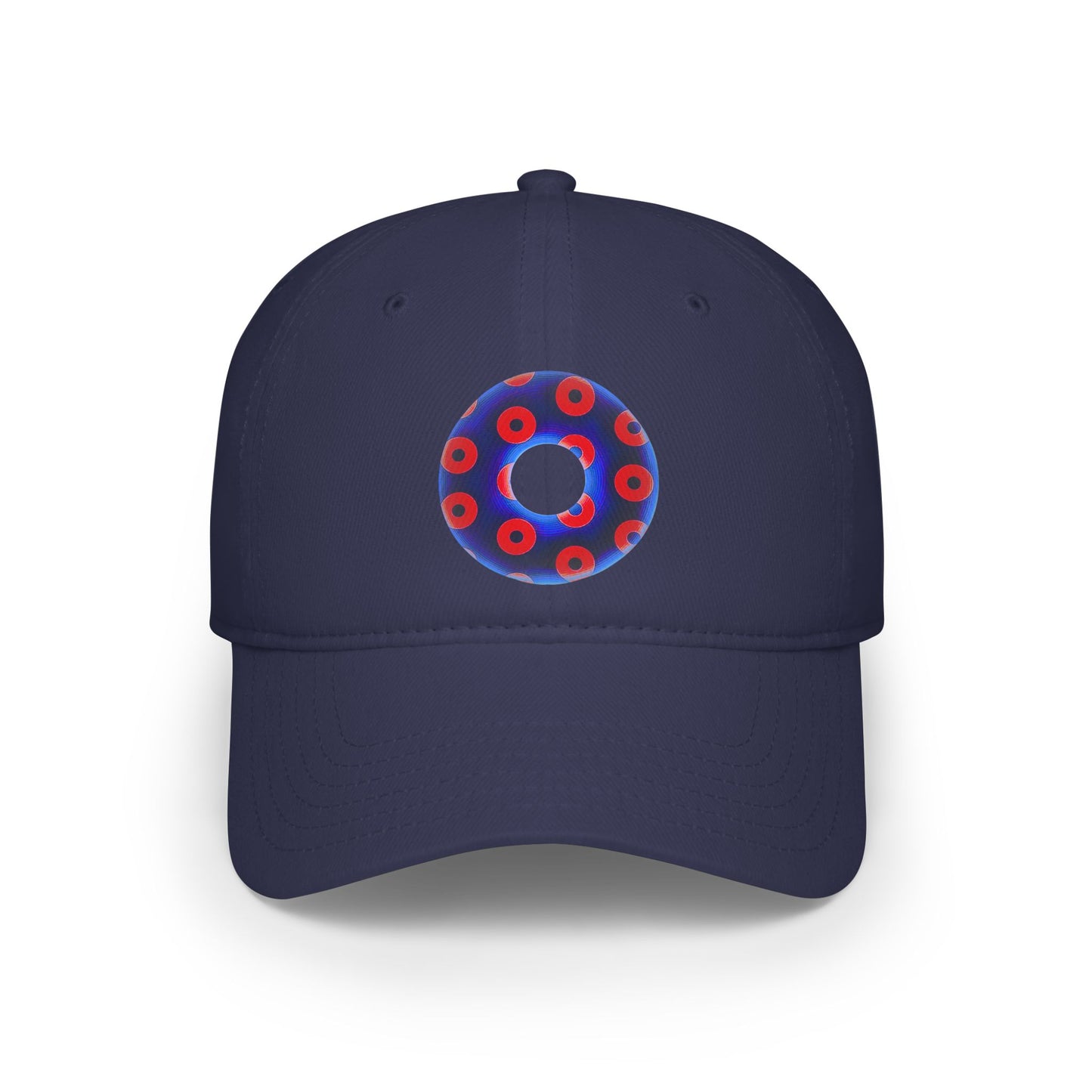 Lumpy Donut Baseball Cap - "Plain [Mary] Jane" - paradoxical dark blue/red blimpy donut w/