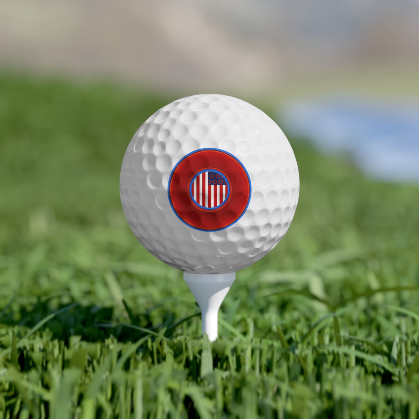 Lumpy Donut Golf Balls - 6-pack - "One Indivisible Donut" - vivid red/blue donut - variant 1