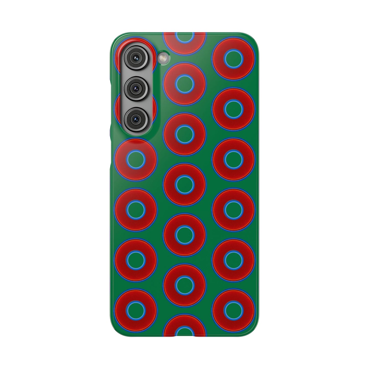 Lumpy Donut Snap Case - red vivid donut print w/green background