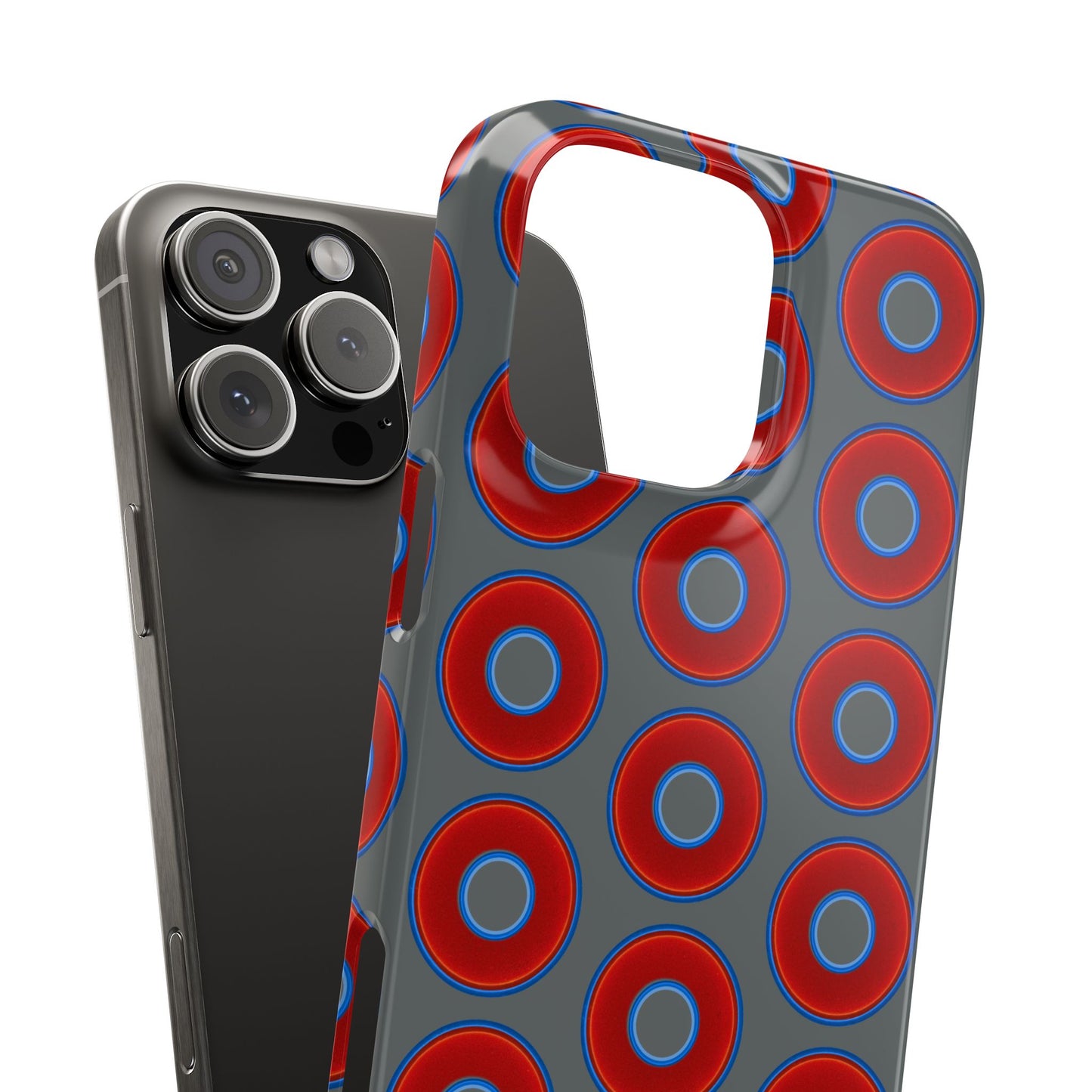 Lumpy Donut Snap Case - red vivid donut print w/dark gray background