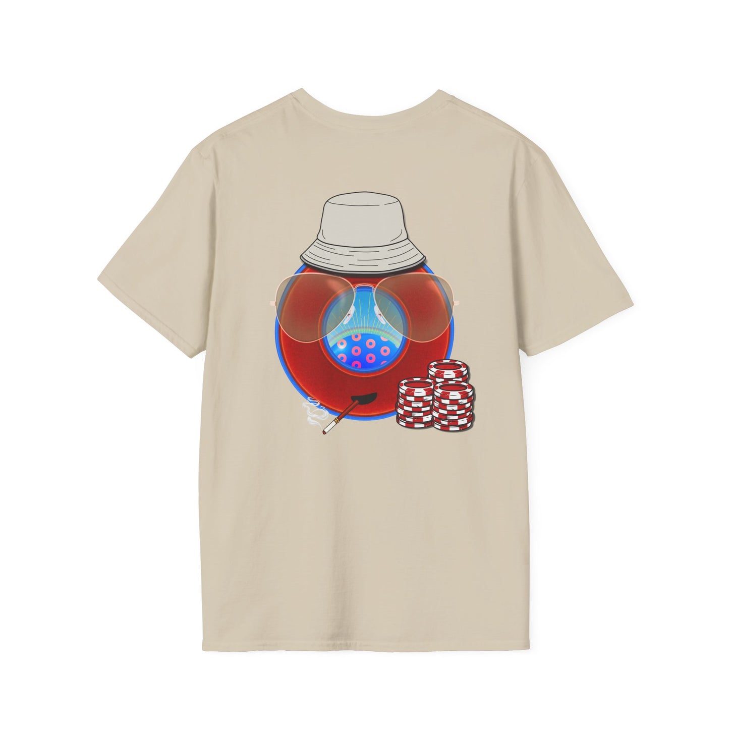 Classic Donut Tee - Unisex Soft-Style - "Gonzo Donut - Fear and Loathing in Gamehendge" - vivid red donut