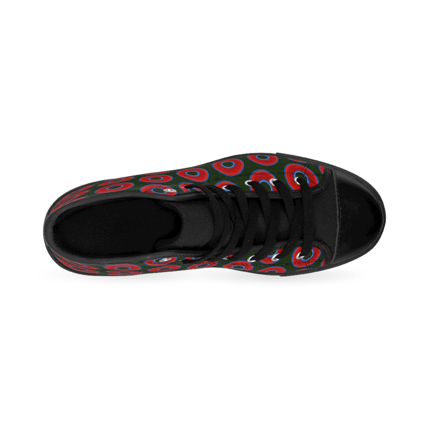 Men's Cushiony Convectors - High Tops - red vivid donuts w/deep forest green