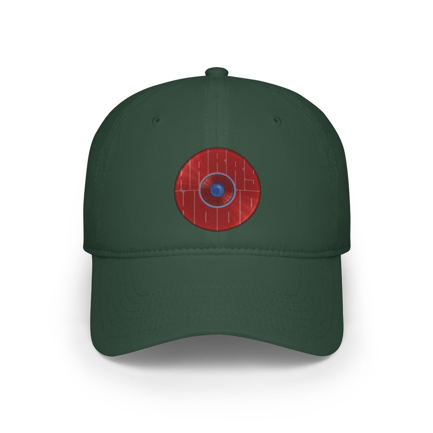 Lumpy Donut Baseball Cap - "Harry Hoodlum Donut Cap" - variant 4 - vivid red donut w/words