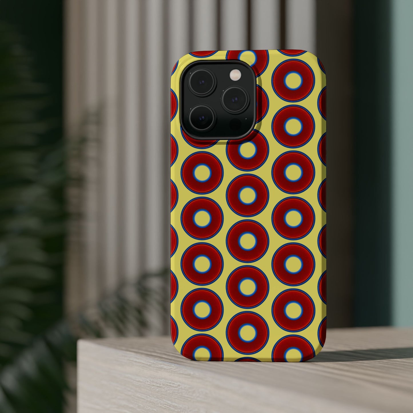 Magnetic Tough Donut Case - red vivid donut print w/yellow background