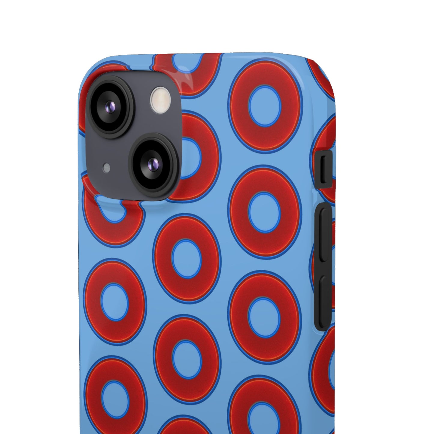 Lumpy Donut Snap Case - red vivid donut print w/light blue background