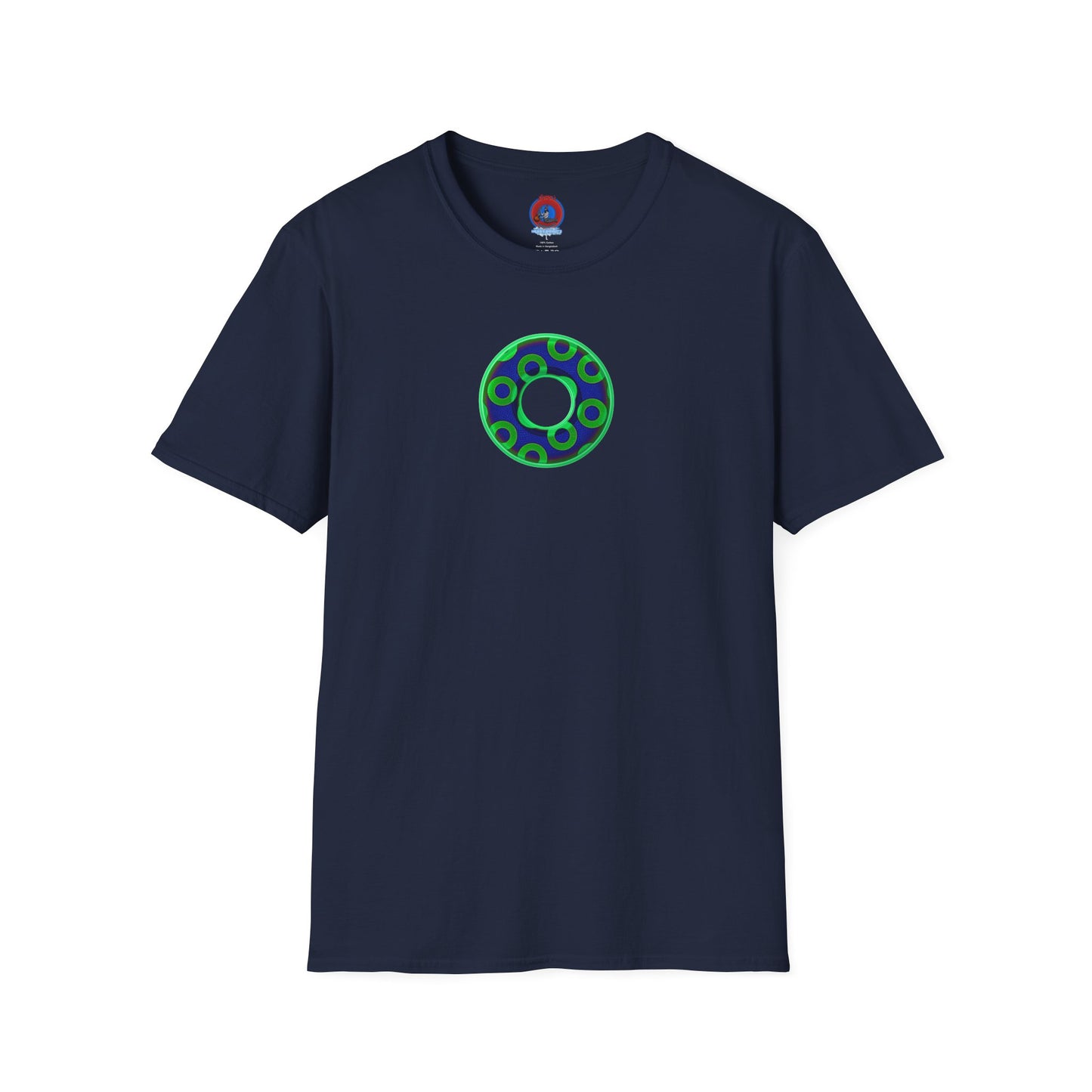Plain Donuts/Unisex Soft-Style - "Plain Rustic Paradoxical Donuts" - light green/dark blue donuts
