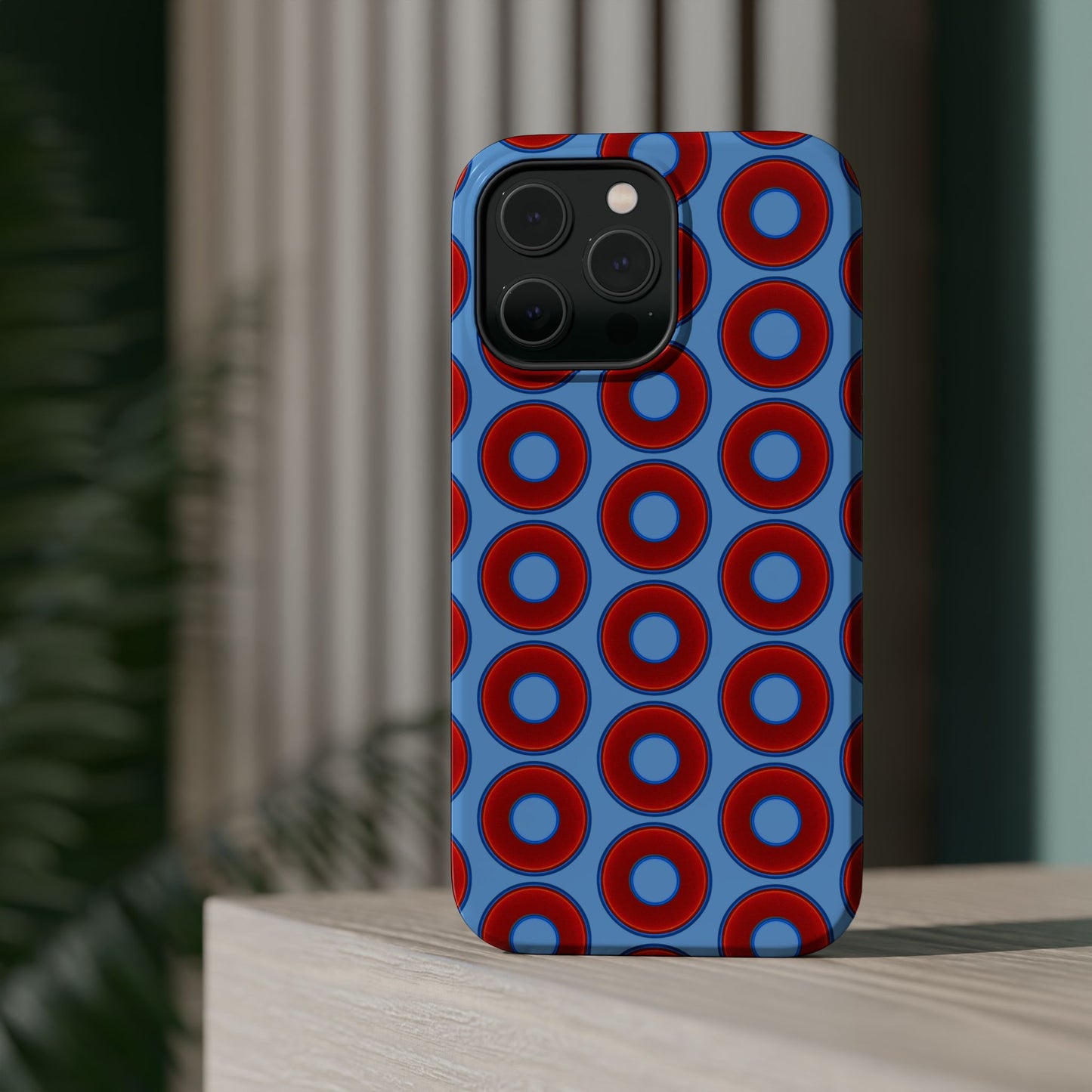Magnetic Tough Donut Case - red vivid donut print w/light blue background