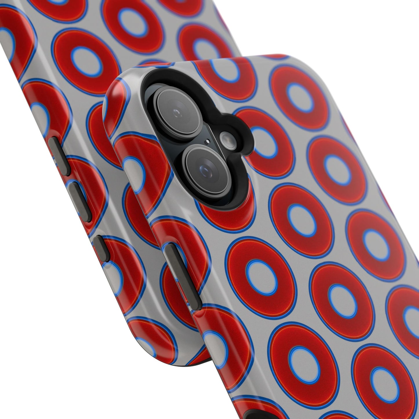 Magnetic Tough Donut Case - red vivid donut print w/light gray background