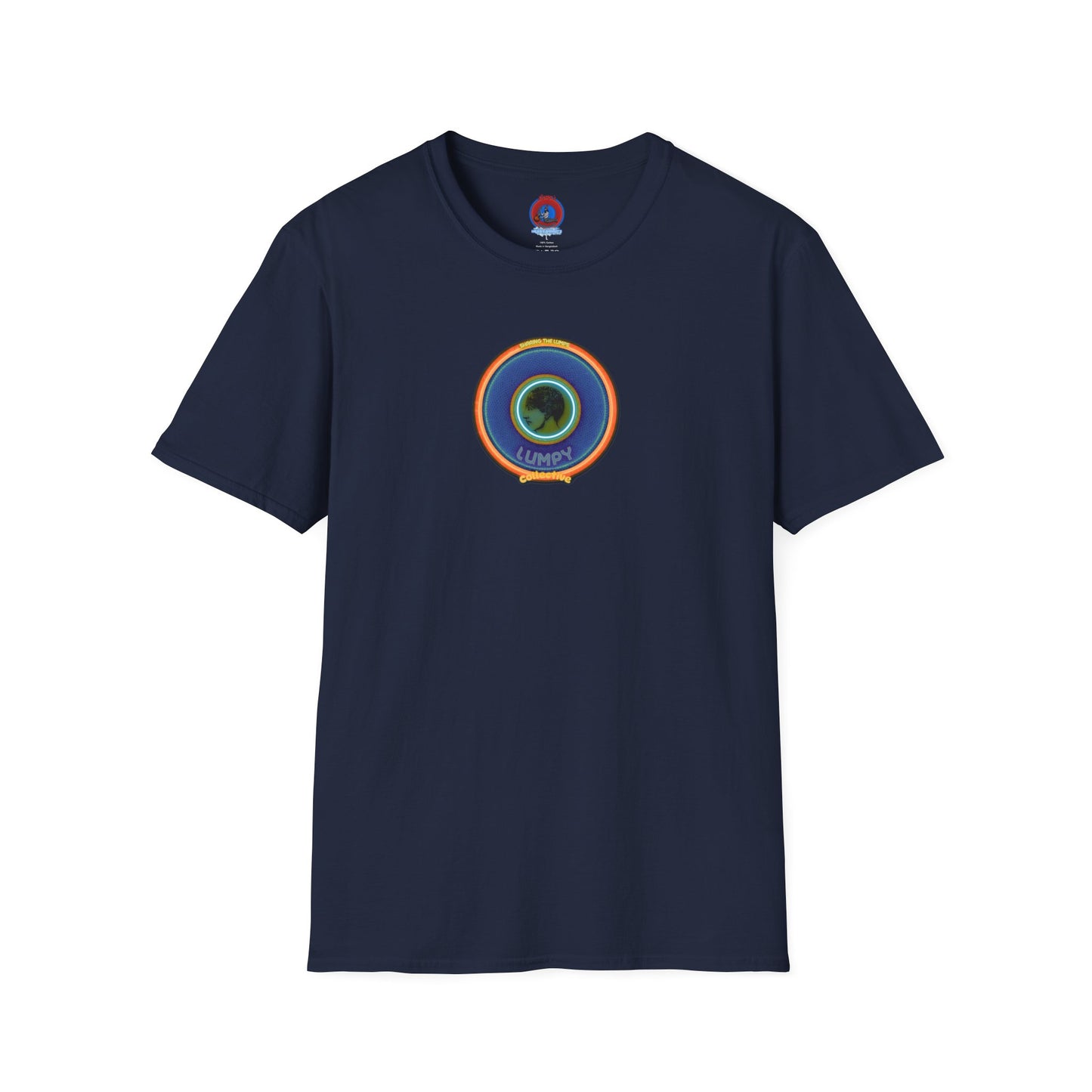 Classic Donut Tee - Unisex Soft-Style - "Lumpy Collective Donut" - blue/orange lumpy donut - variant 4