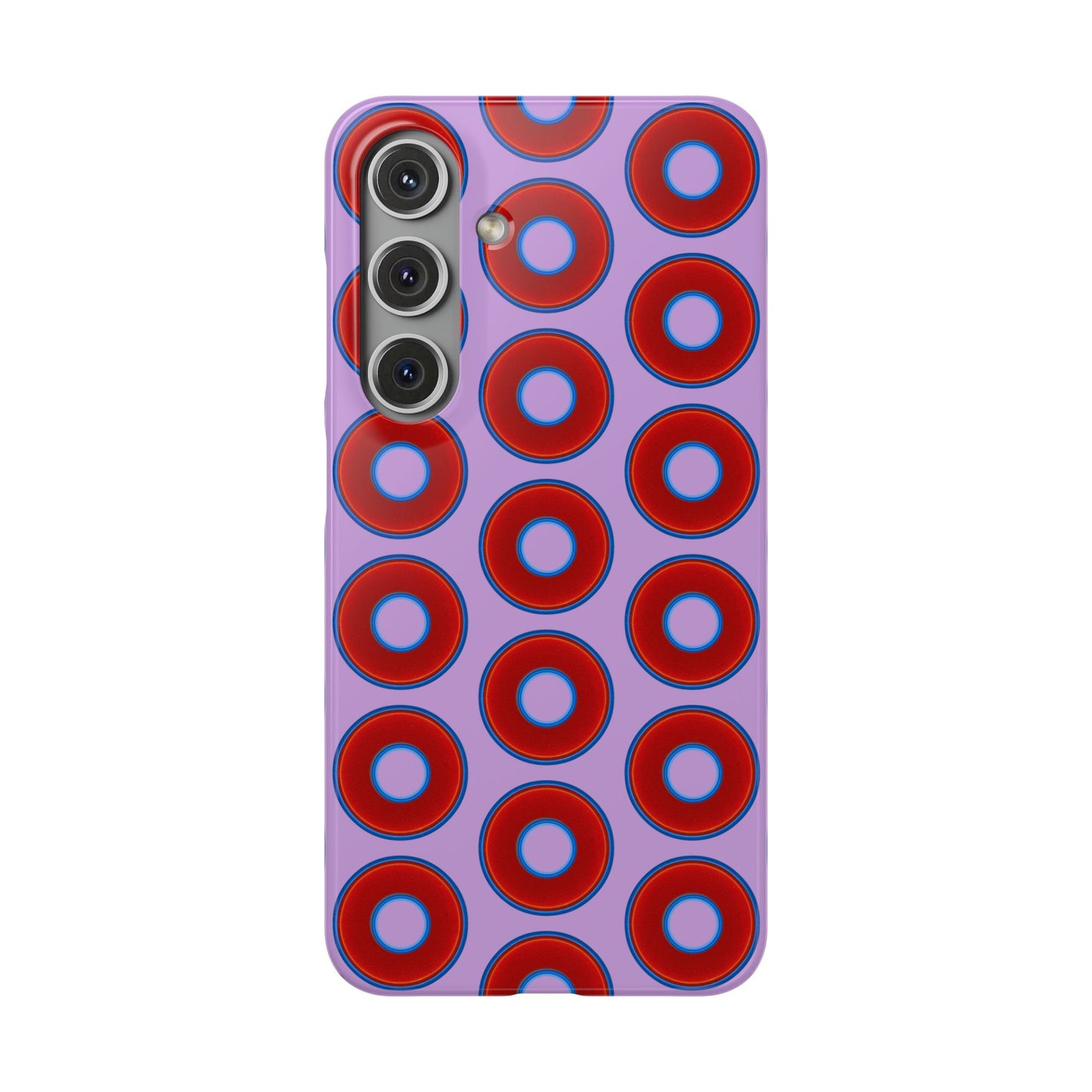 Lumpy Donut Snap Case - red vivid donut print w/wisteria purple background