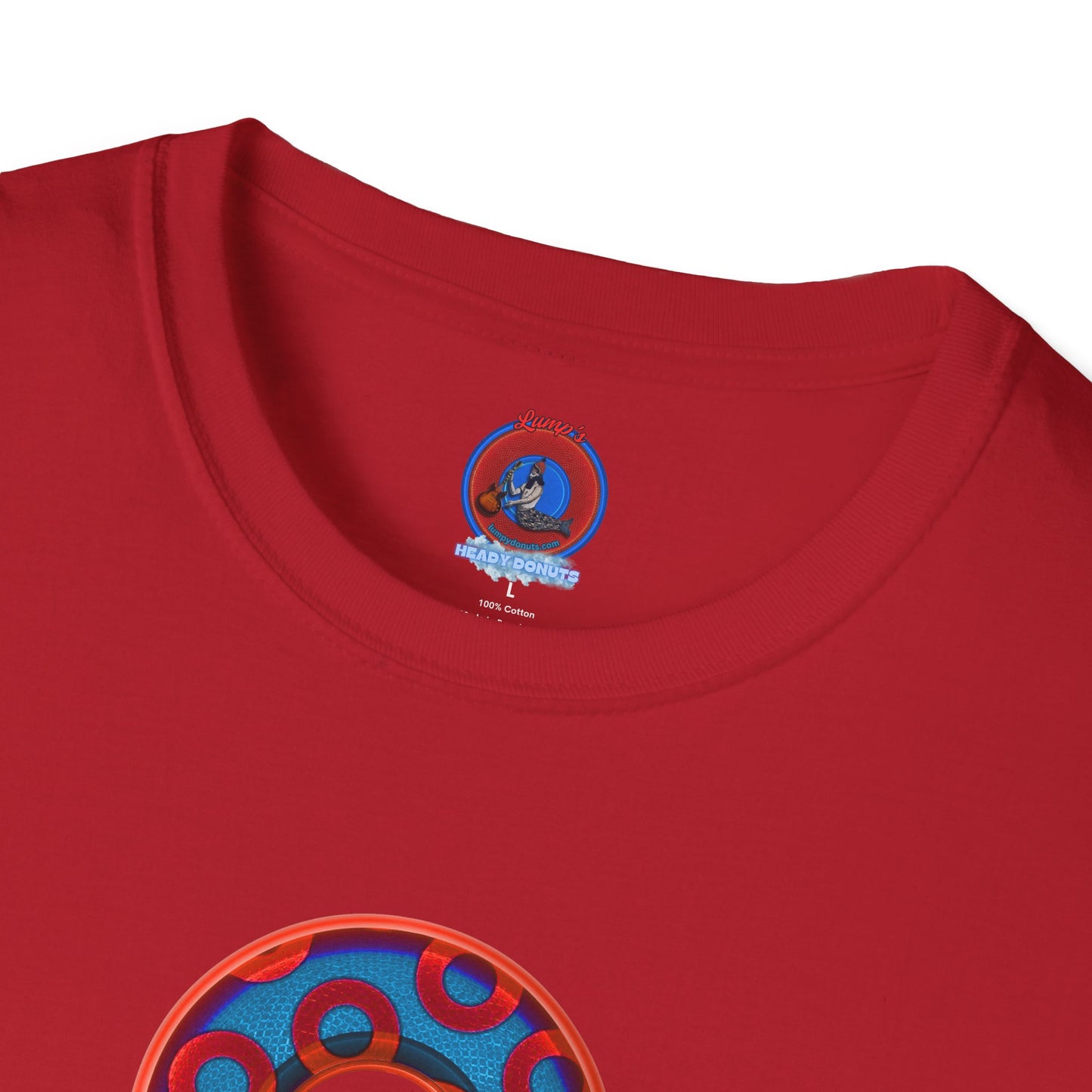 Plain Donuts/Unisex Soft-Style - "Plain Rustic Paradoxical Donuts" - red/light royal blue donuts