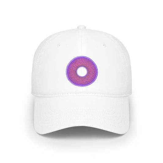 Lumpy Donut Baseball Cap - "Frankenstein Donut... it's Alive!" - purple pixilated donut w/