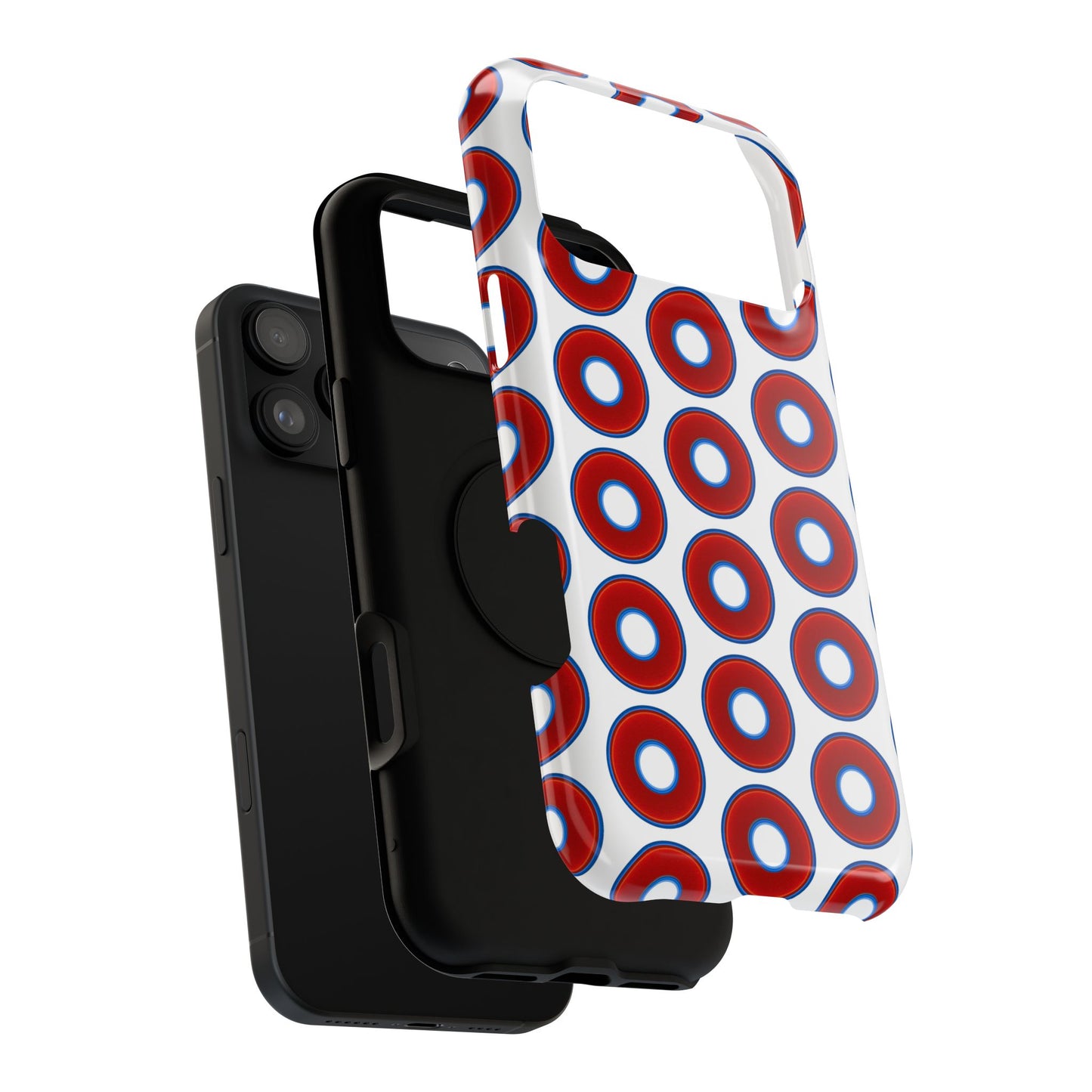 Impact-Resistant Lumpy Donut Case - red vivid donut print w/white background
