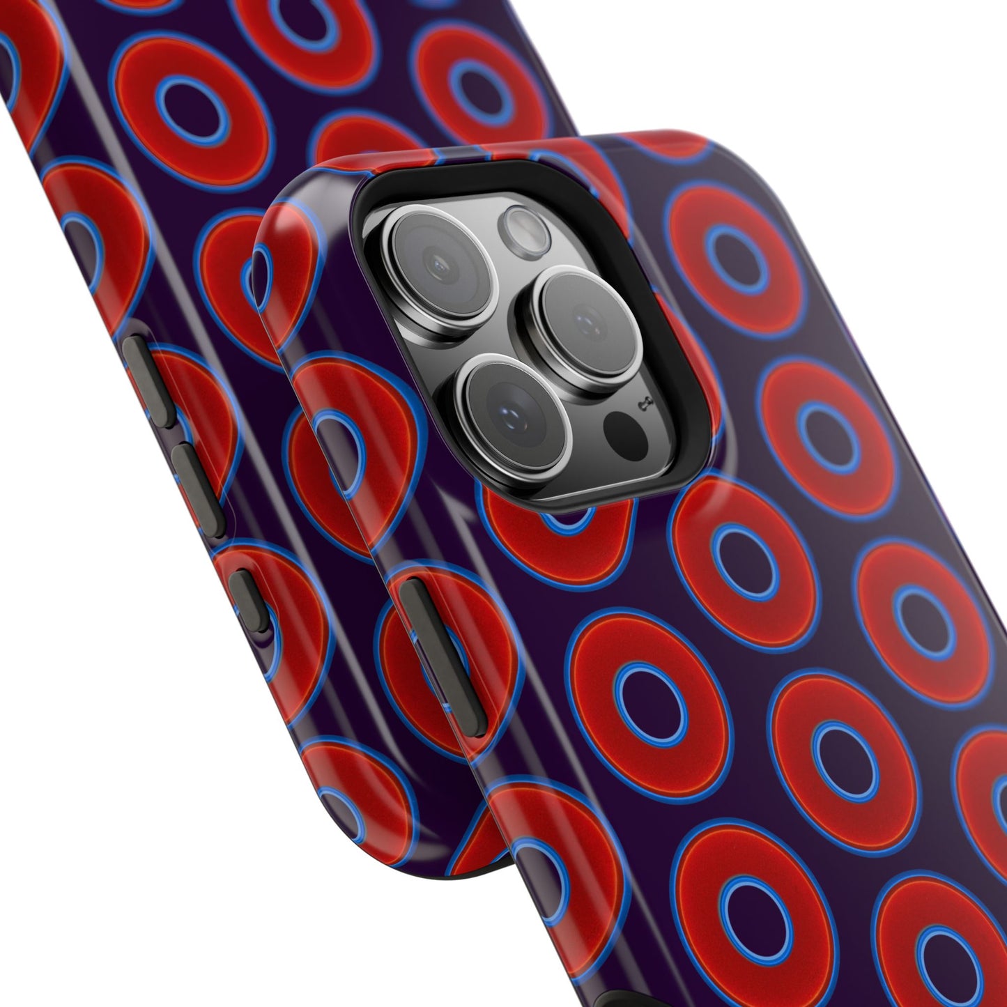 Impact-Resistant Lumpy Donut Case - red vivid donut print w/midnight purple background