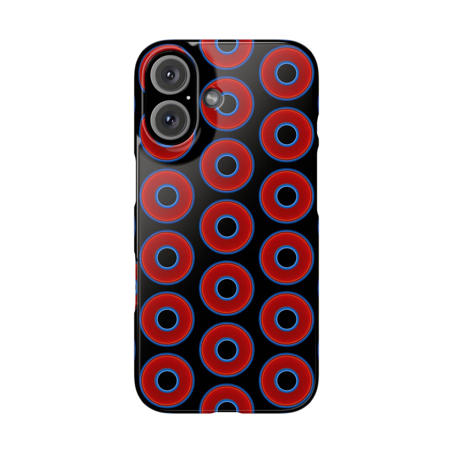 Lumpy Donut Snap Case - red vivid donut print w/black background