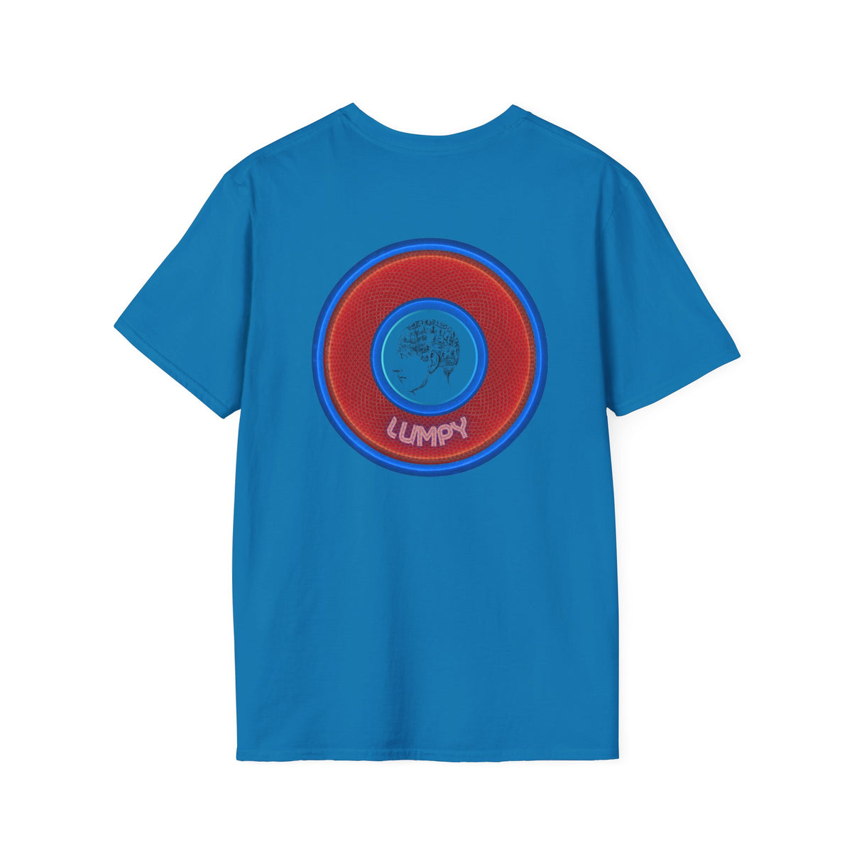Classic Donut Tee - Unisex Soft-Style - "The Lumpy Donut" - variant 1 - red/blue donut