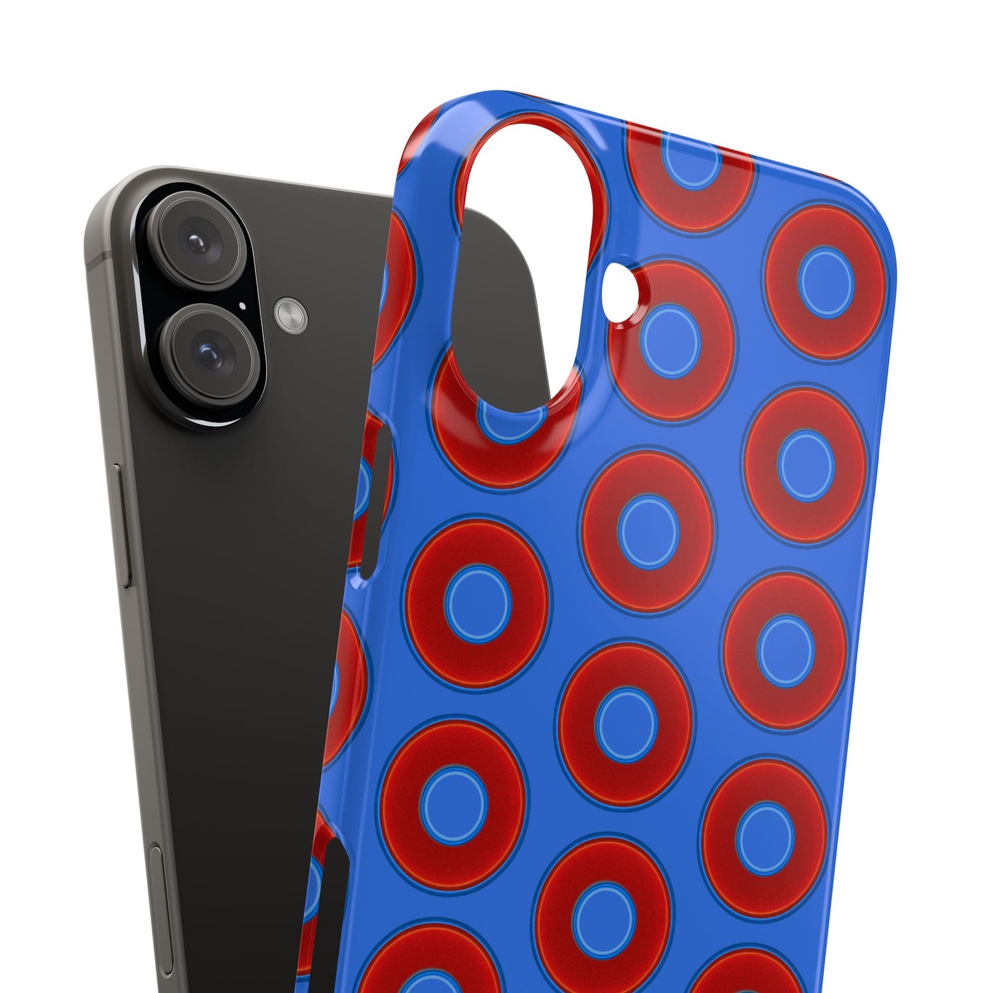Lumpy Donut Snap Case - red vivid donut print w/medium royal blue background