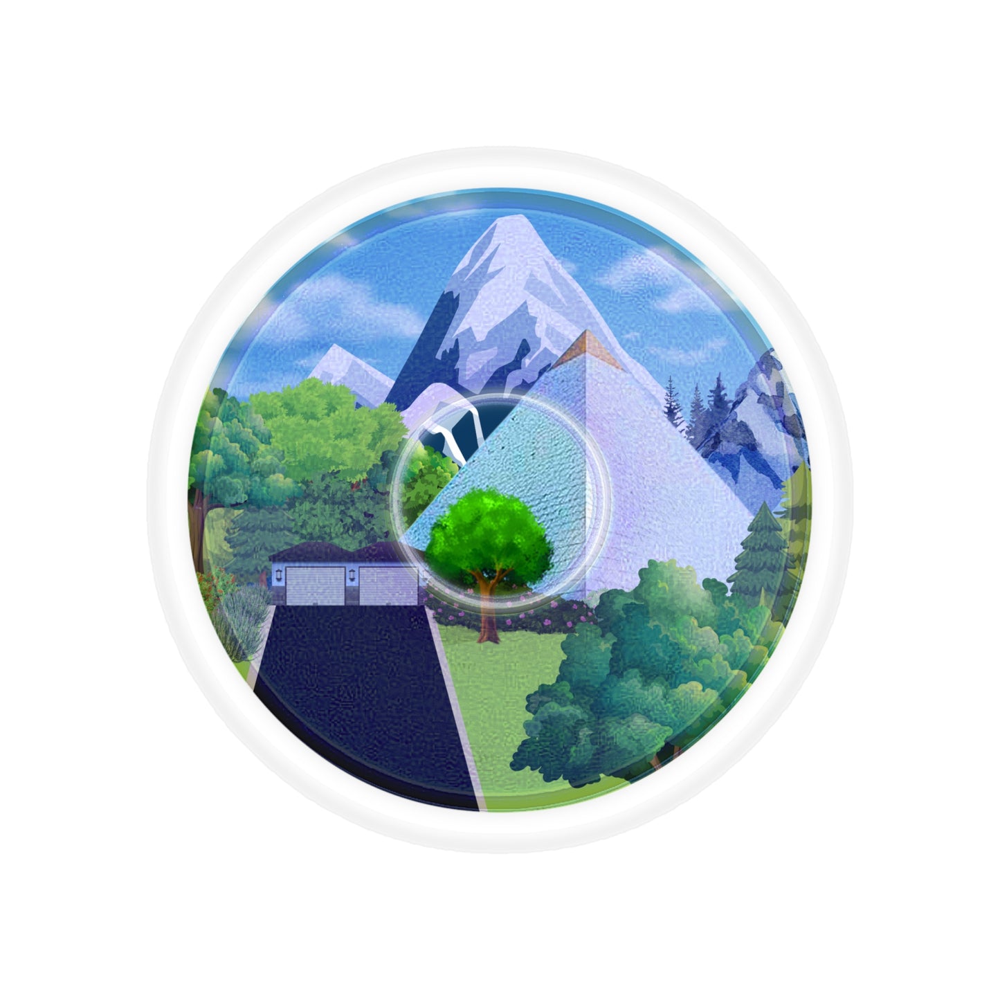 Donut Bumper/Outdoor Sticker - "Mansions of South Park Donut" - series 1.0 - variant 2 - green/blue picture donut [Die-Cut] 6"x 6"