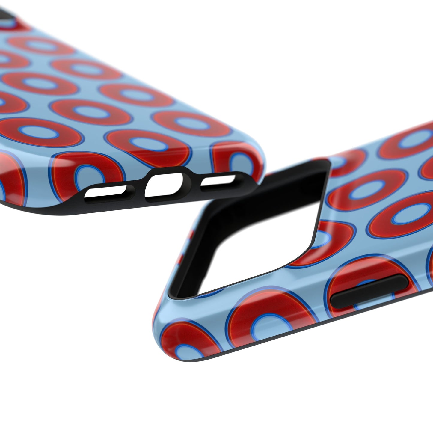 Impact-Resistant Lumpy Donut Case - red vivid donut print w/sky blue background