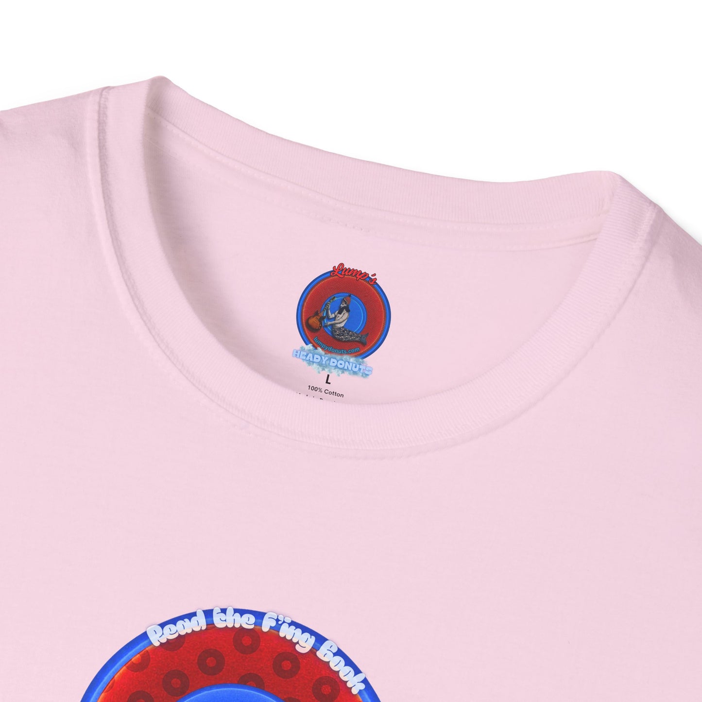 Classic Donut Tee - Unisex Soft-Style - "Read the F'ing Donut" - red/blue paradoxical donut