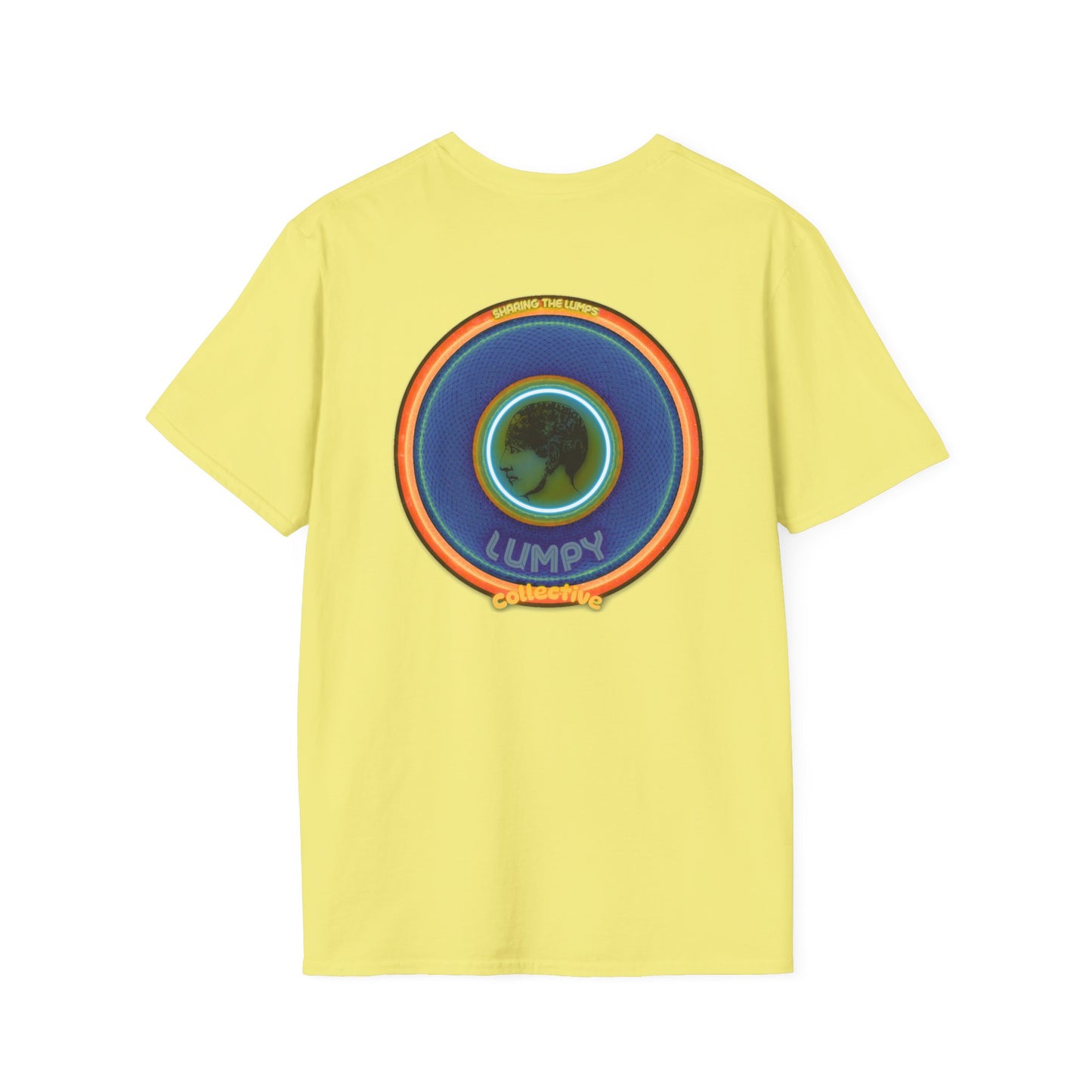 Classic Donut Tee - Unisex Soft-Style - "Lumpy Collective Donut" - blue/orange lumpy donut - variant 4