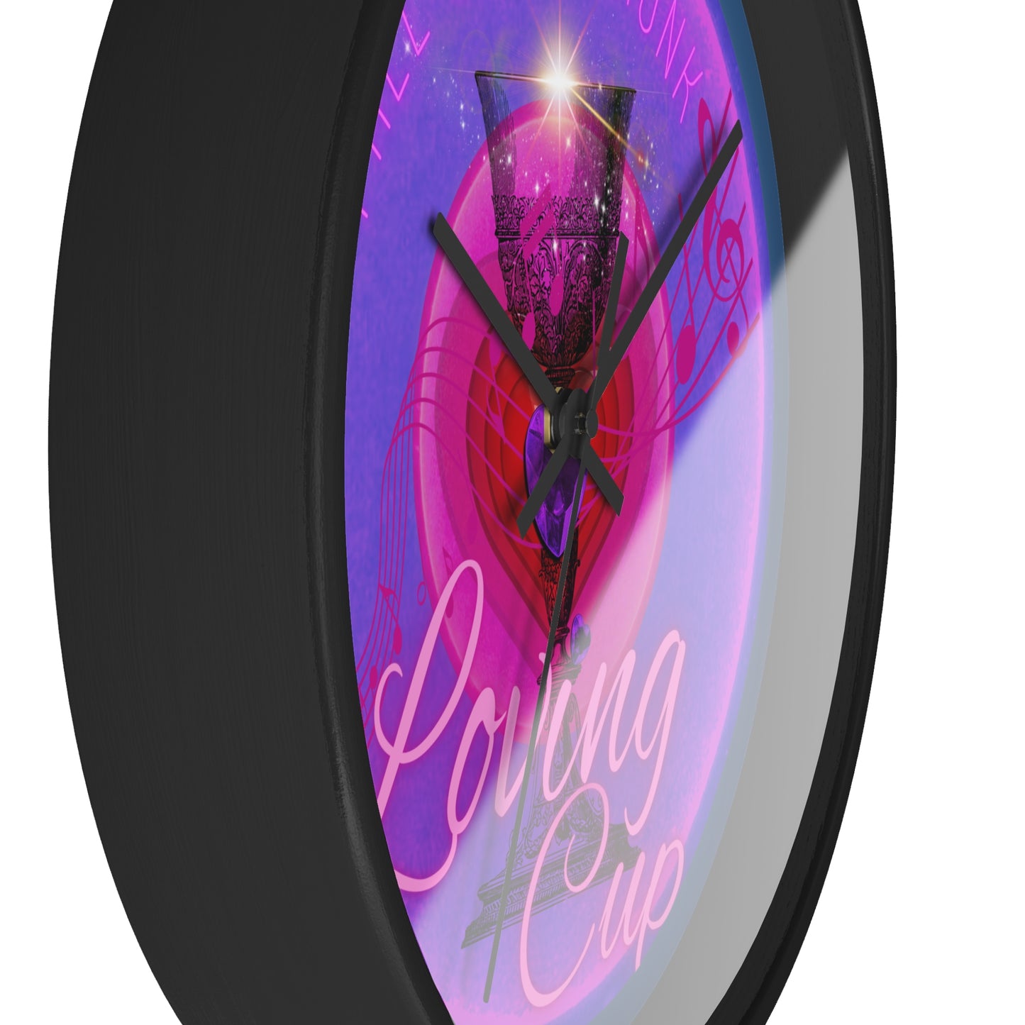 Lumpy Wall Clock - "The Loving Donut" vivid magenta donut w/light navy background [*charitable donut]